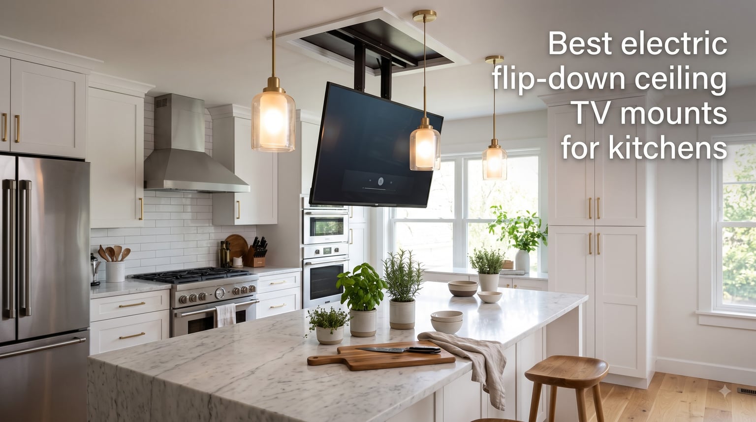 Best electric flip-down ceiling TV mounts for kitchens