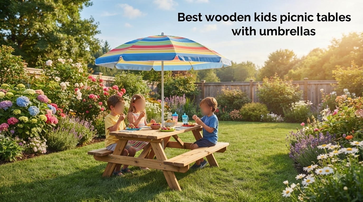Best wooden kids picnic tables with umbrellas