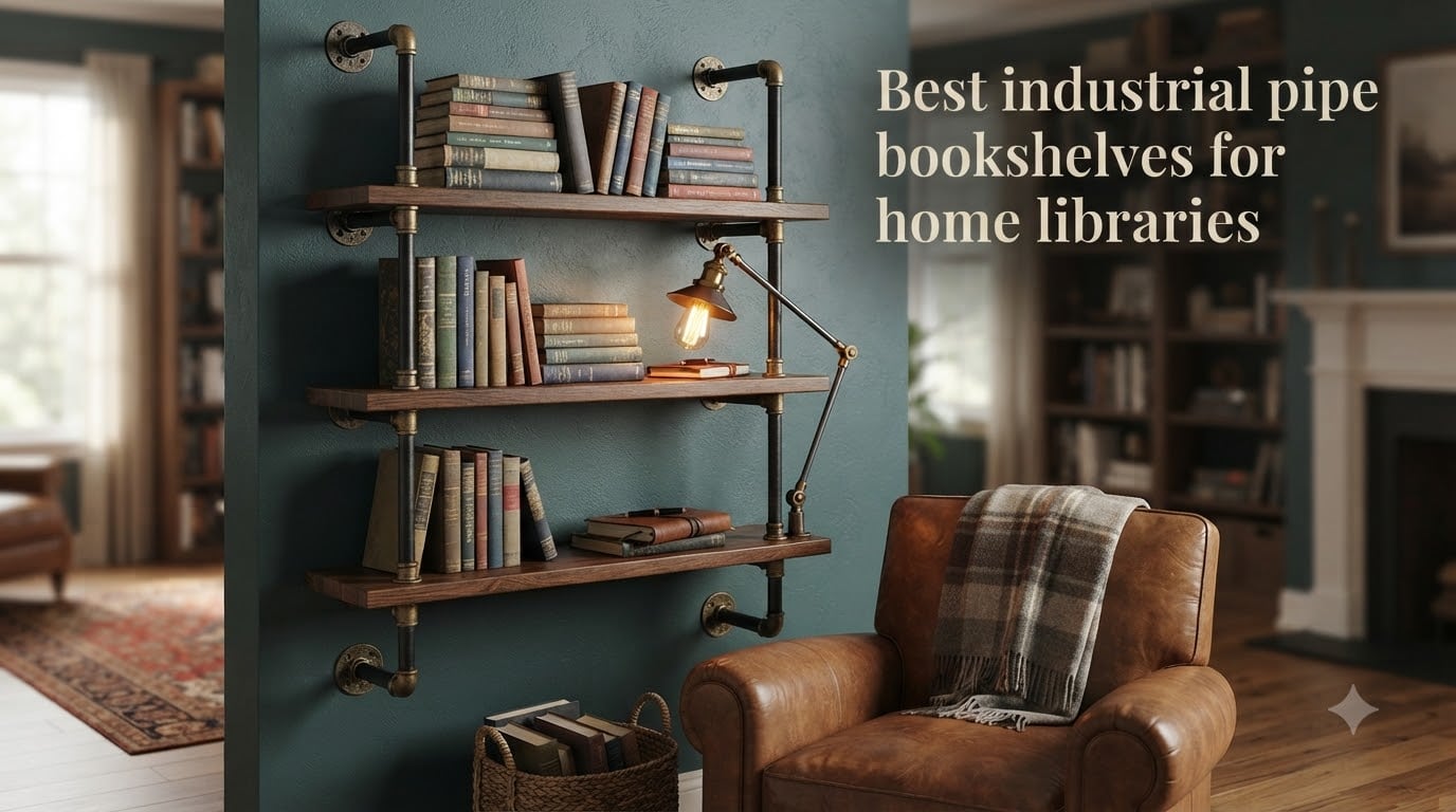 Best industrial pipe bookshelves for home libraries