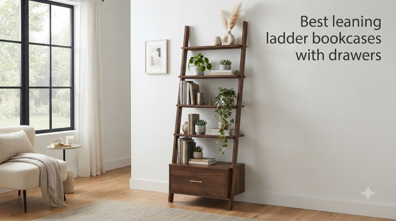Best leaning ladder bookcases with drawers