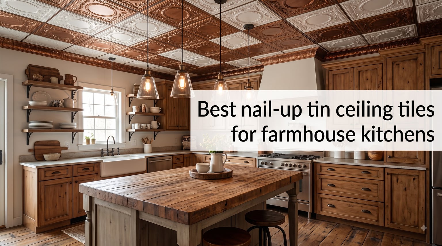 Best nail-up tin ceiling tiles for farmhouse kitchens