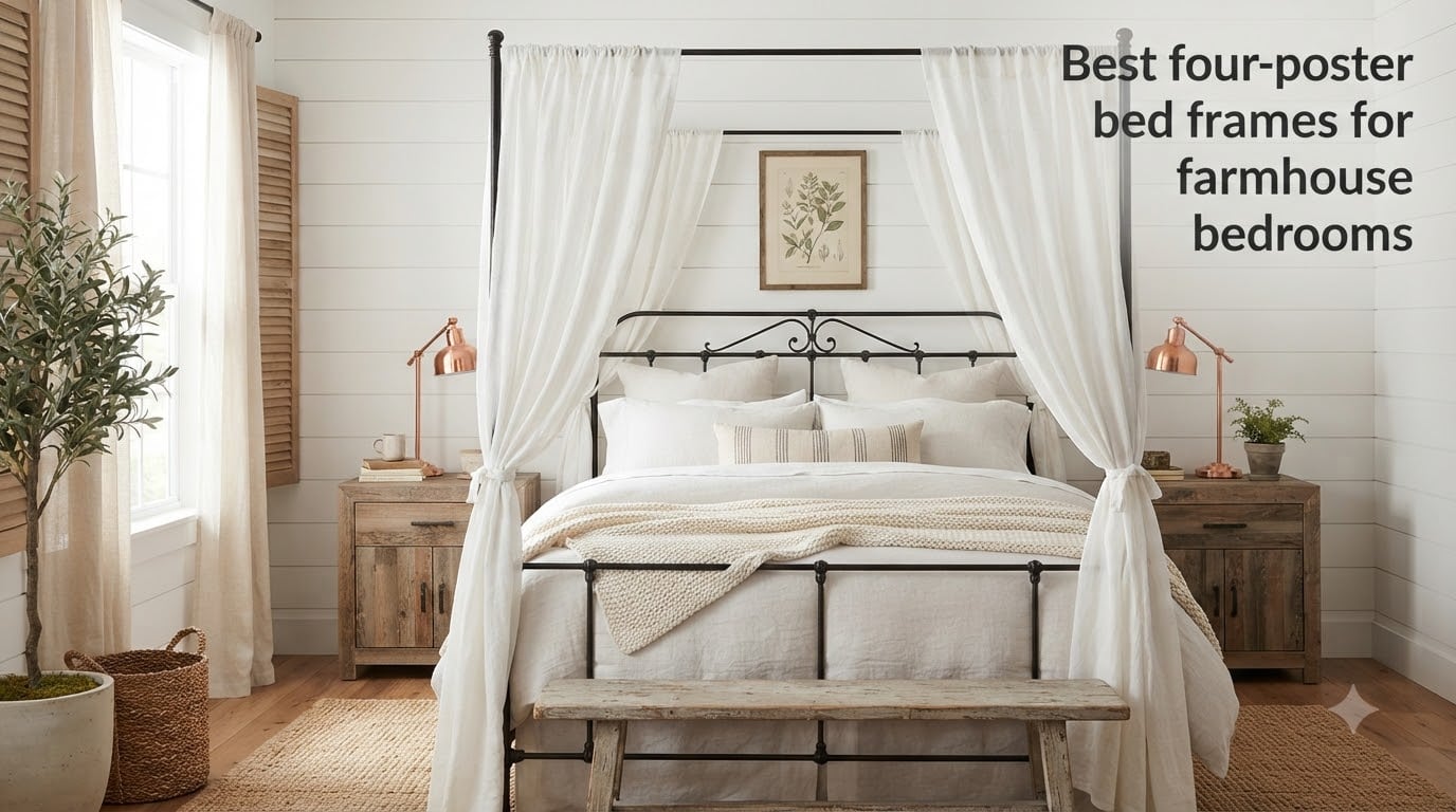 Best four-poster bed frames for farmhouse bedrooms
