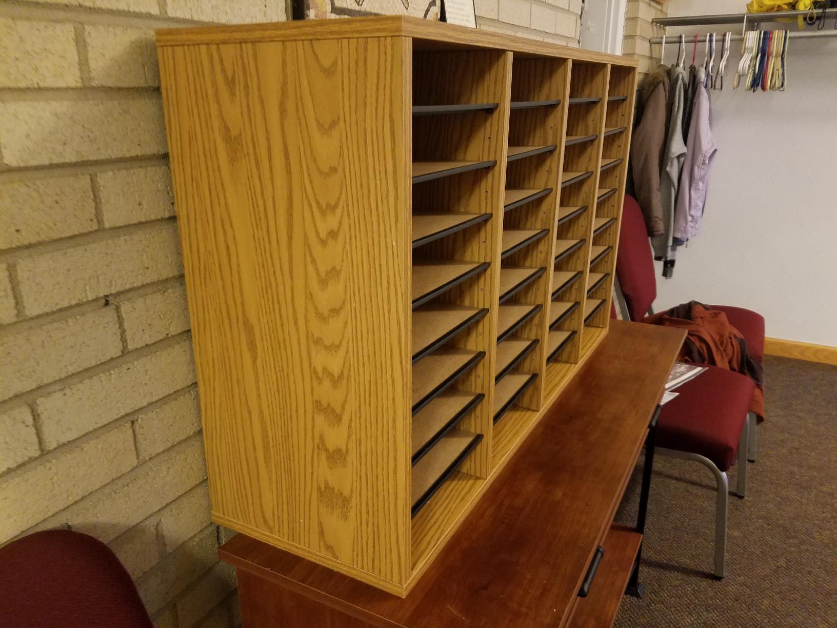 Safco Literature Organizer, 36 Compartments, Office and Classroom Mailbox with Adjustable Shelves, Wood Paper and Mail Sorter, Medium Oak customer photo 1