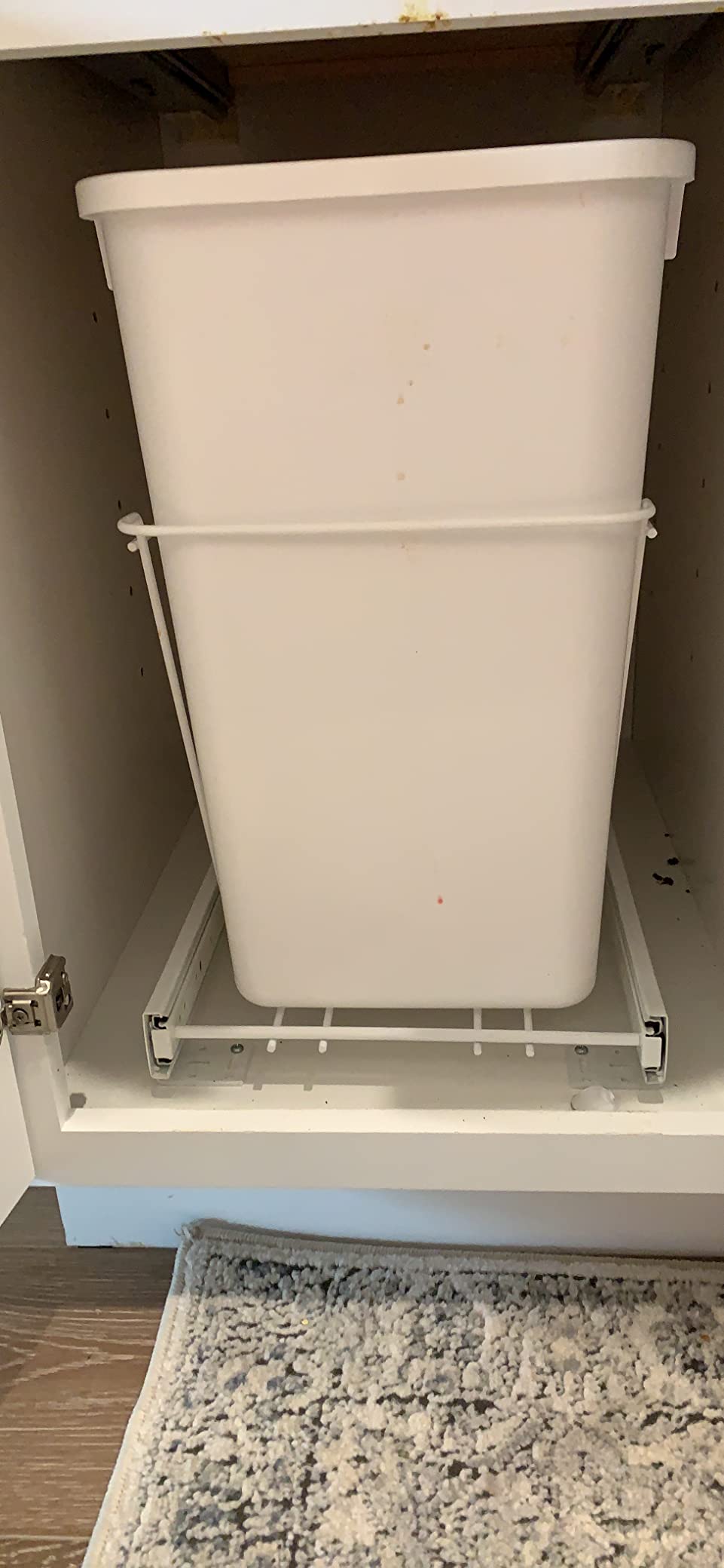 Rev-A-Shelf Double Pullout Garbage Trash Cans for Kitchen Cabinets, 27 Qt | Large Capacity Waste/Recycling Bins, Heavy Gauge Wire Construction, with Full Extension Slides, White, RV-15PB-2 S customer photo 1