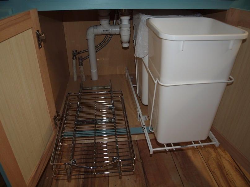 Rev-A-Shelf Double Pullout Garbage Trash Cans for Kitchen Cabinets, 27 Qt | Large Capacity Waste/Recycling Bins, Heavy Gauge Wire Construction, with Full Extension Slides, White, RV-15PB-2 S customer photo 2