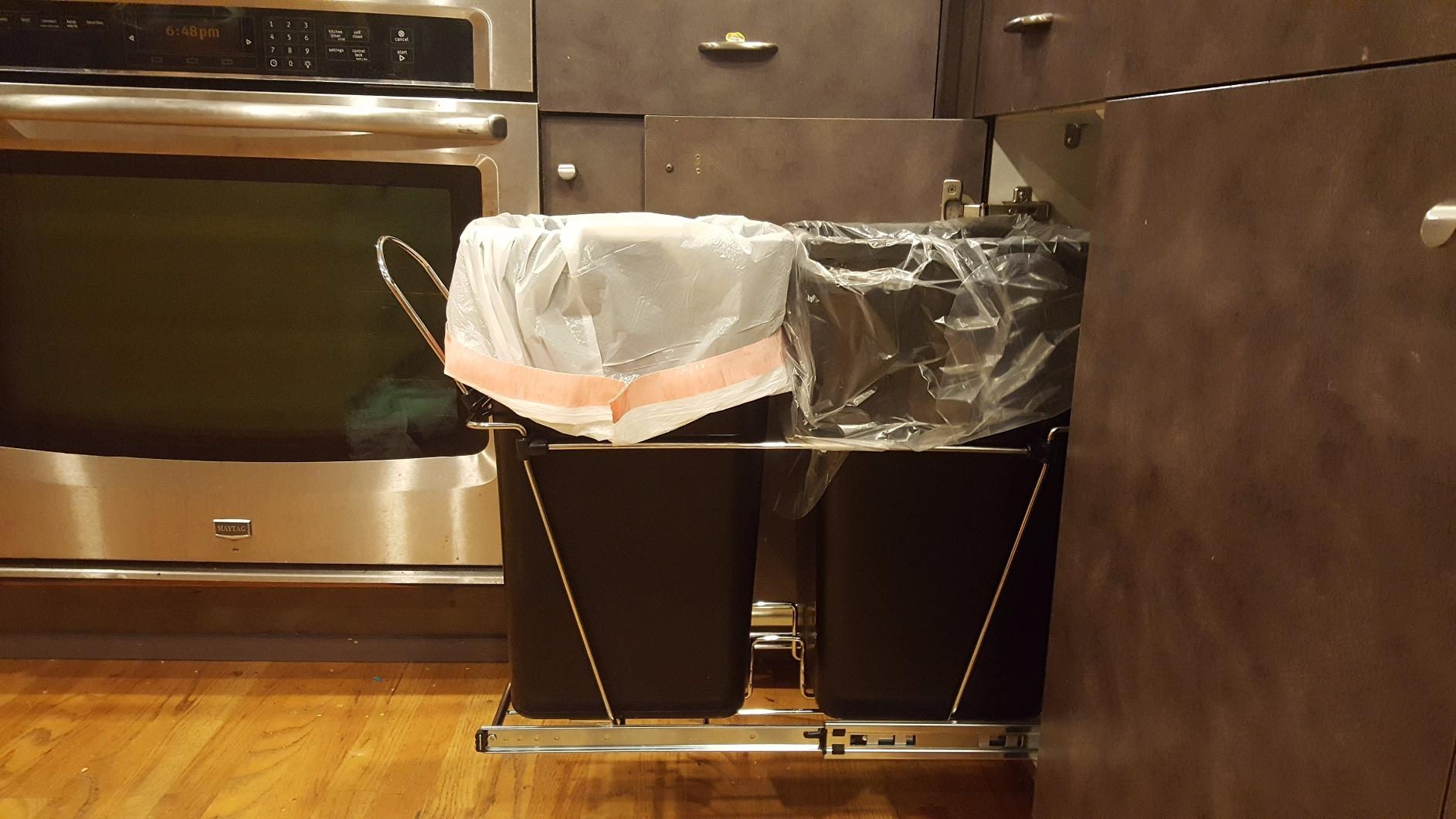 Rev-A-Shelf Double Pullout Garbage Trash Cans for Kitchen Cabinets, 27 Qt | Large Capacity Garbage Recycling Waste Container, Heavy Gauge Metal Wire Construction, Full Extension Slides, RV-15KD-18C S customer photo 1