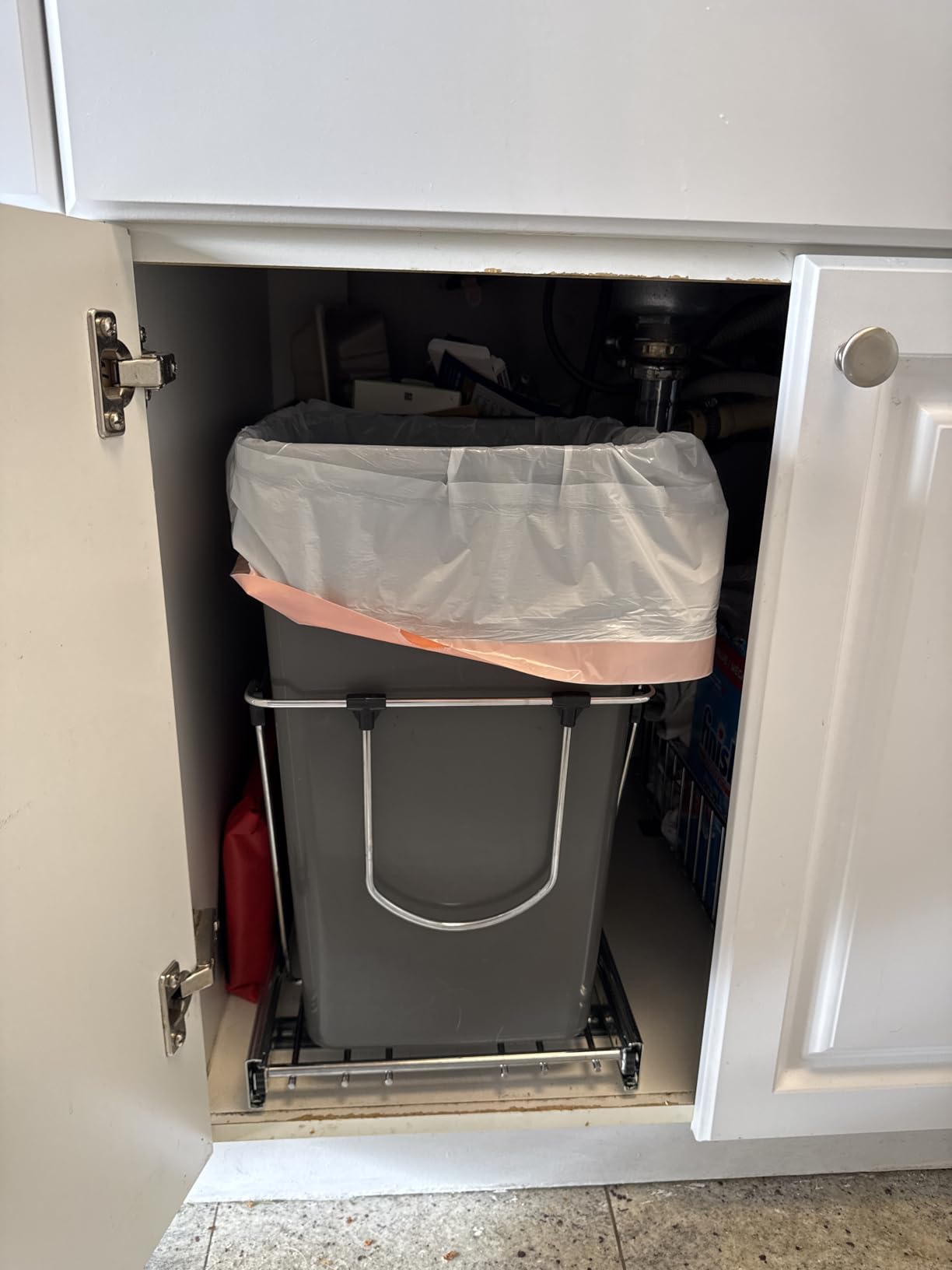 Rev-A-Shelf Double Pullout Garbage Trash Cans for Kitchen Cabinets, 27 Qt | Large Capacity Garbage Recycling Waste Container, Heavy Gauge Metal Wire Construction, Full Extension Slides, RV-15KD-18C S customer photo 2