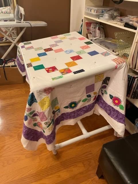 Dritz Quilter's Floor Frame, Adjustable, White | Adjustable, Lightweight, Portable, Easy to Assemble and Store, Plastic customer photo 2