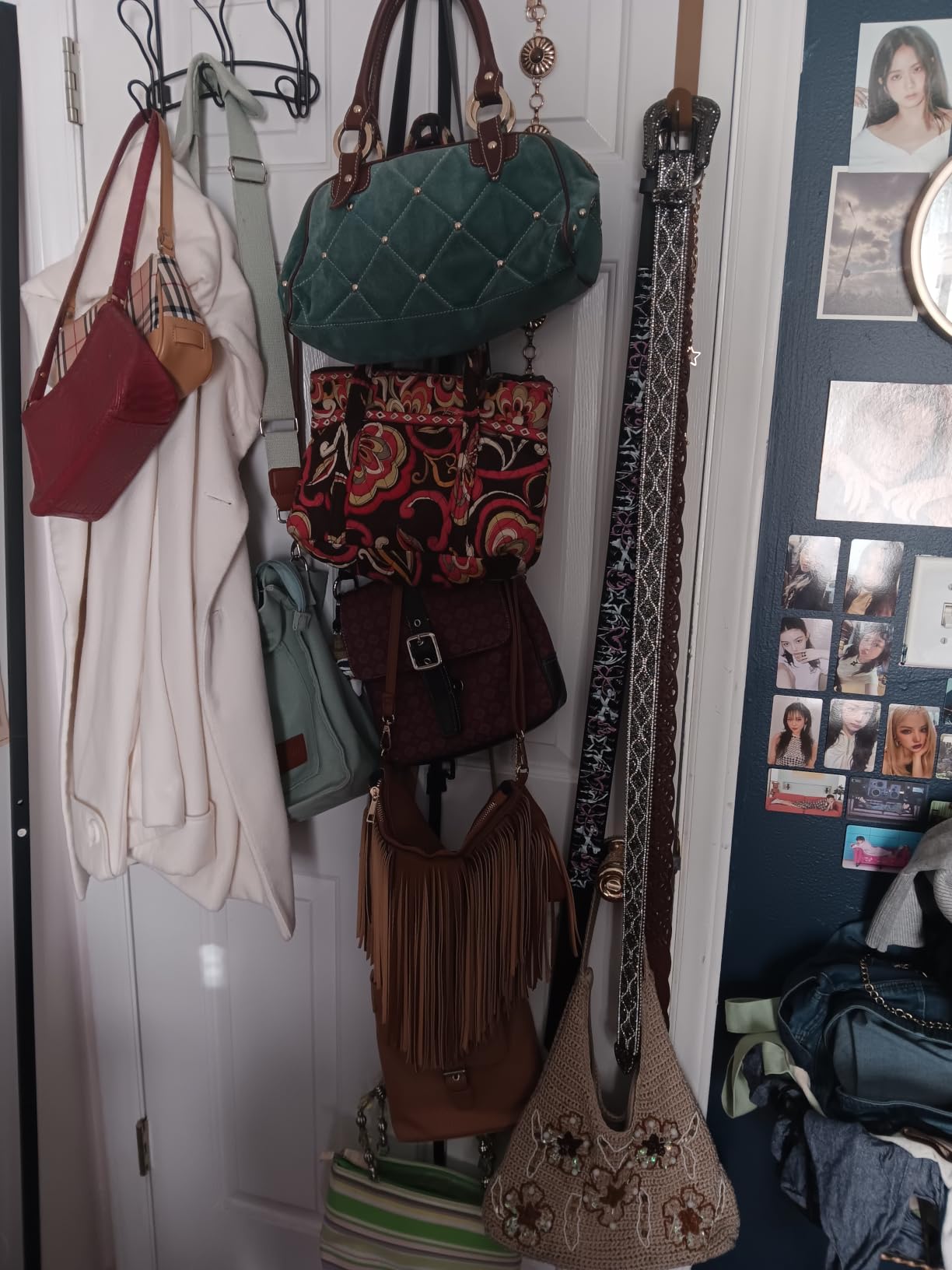 Over-The-Door Handbag and Purse Organizer, 2 Straps, Holds 18 Handbags | Perfect Curve Purse Hanger with Adjustable Clips - Space-Saving Bag Storage for Closet Door - Fits Totes and Clutches, Black customer photo 1