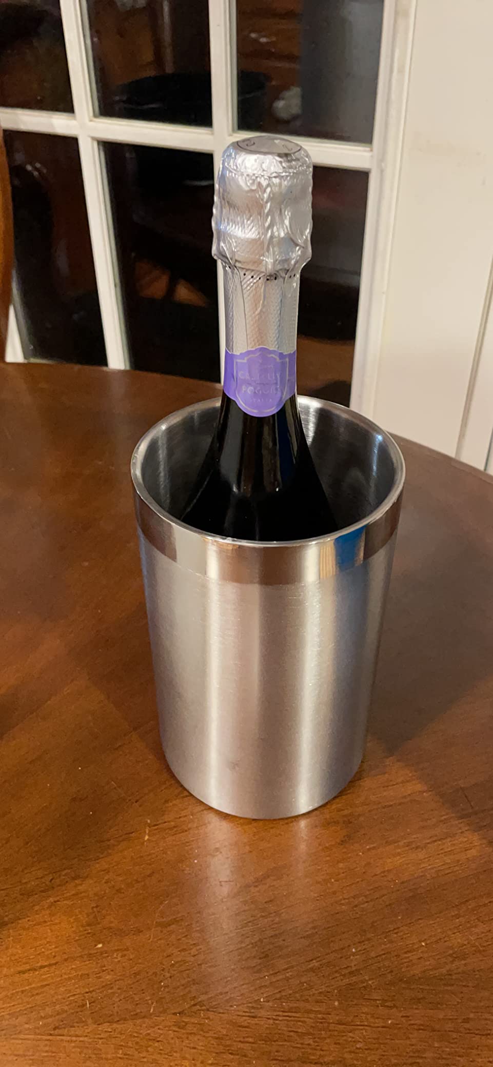 OGGI Stainless Steel Double Wall Wine Cooler - Insulated Tabletop Wine Chiller for White Wine & Champagne, Fits Most Standard Sized Bottles customer photo 2
