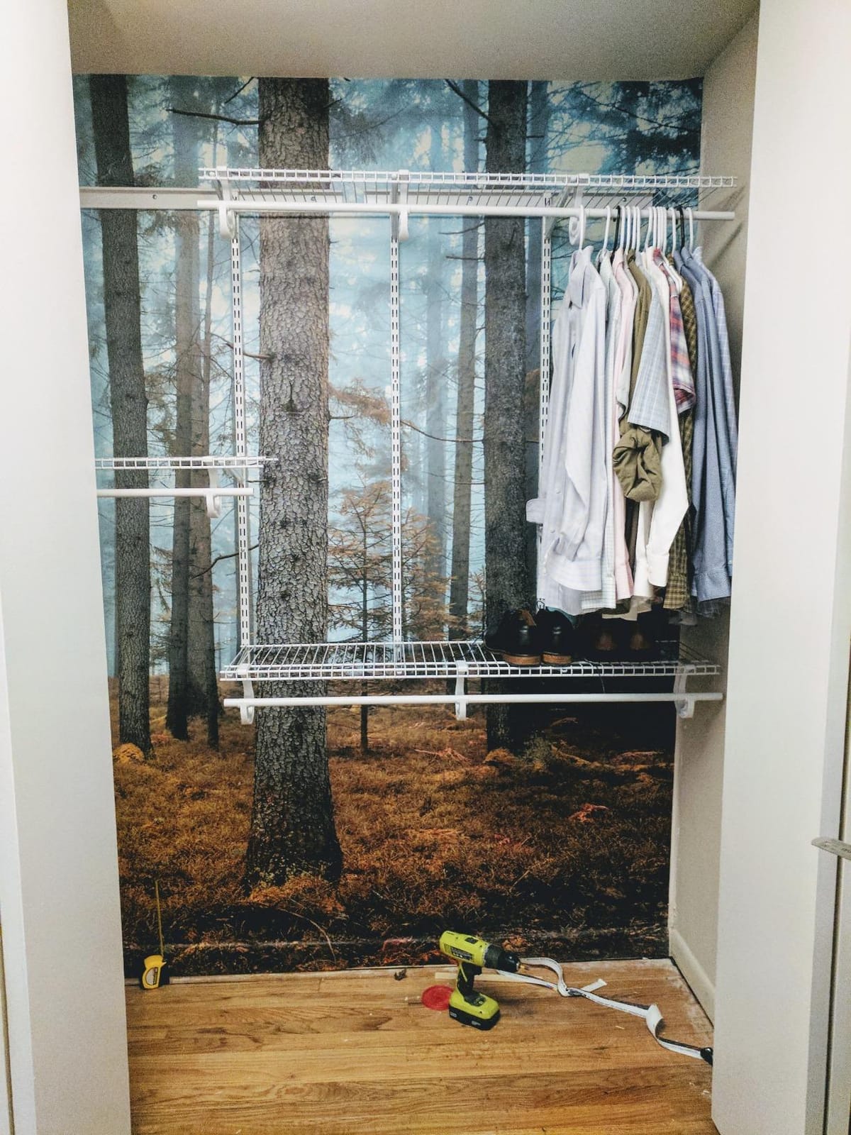 ClosetMaid ShelfTrack Wire Closet Organizer System, Adjustable from 5 to 8 Ft., with Shelves, Clothes Rods, Shoe Shelf, Hardware, Durable Steel, White customer photo 2