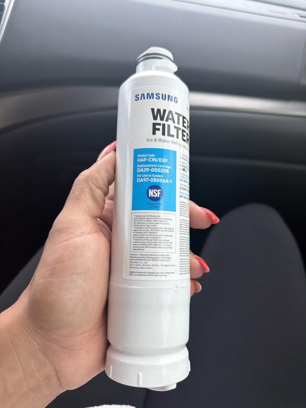SAMSUNG Genuine Filter for Refrigerator Water and Ice, Carbon Block Filtration for Clean, Clear Drinking Water, 6-Month Life, HAF-CIN/EXP, 1 Pack customer photo 1
