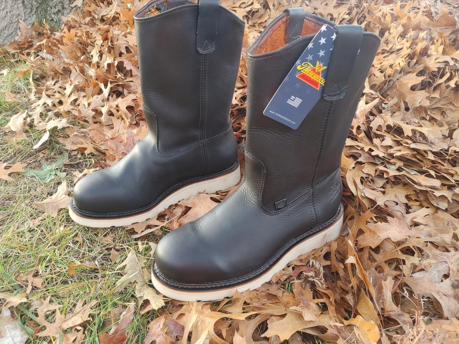 Thorogood American Heritage 11” Soft Toe Wellington Boots for Men Made from Premium Leather Featuring Slip-Resistant Wedge Outsole and Comfort Insole; EH Rated customer photo 1
