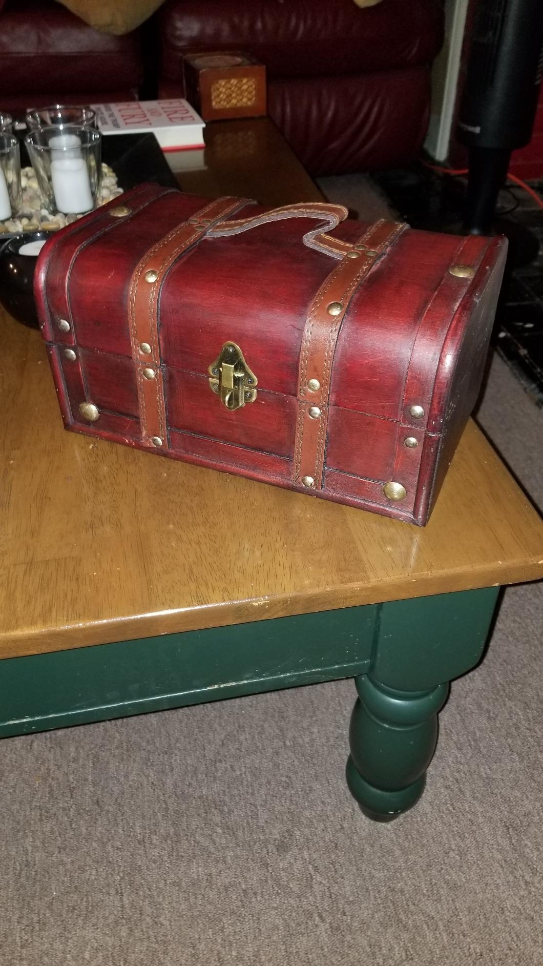 Vintiquewise Decorative Wooden Treasure Chest Keepsake Box Large Memory Trunk, Wood Lock Box, Treasure Chest Box for Kids & Adults customer photo 1