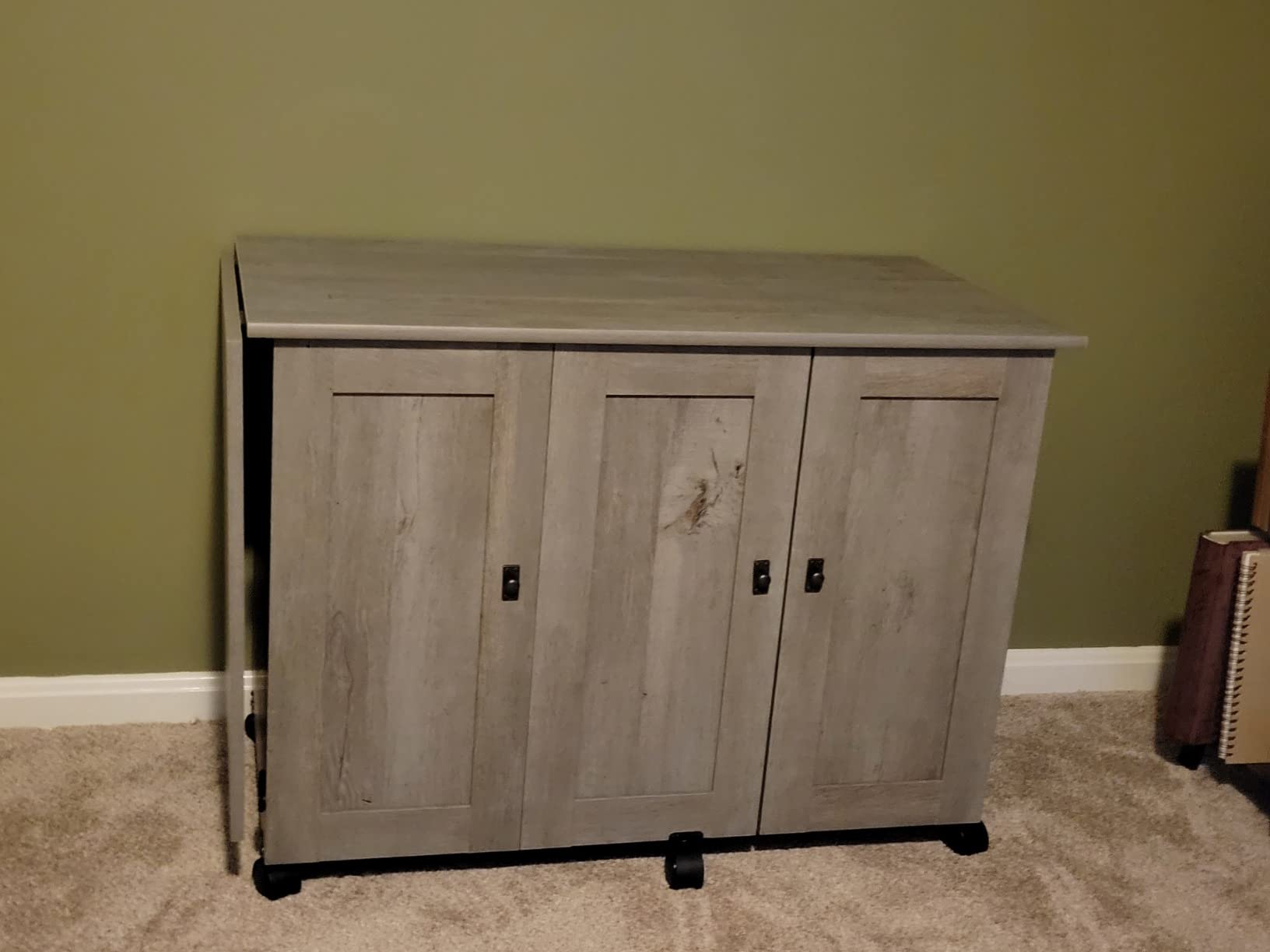 Sauder Miscellaneous Storage Easy Rolling Sewing and Craft Table/Cart/ Pantry cabinets, Cinnamon Cherry finish customer photo 1