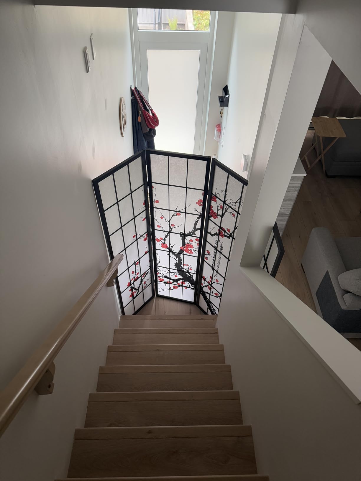 Roundhill Furniture Black Japanese 4-Panel Screen Room Divider, Plum Blossom customer photo 1