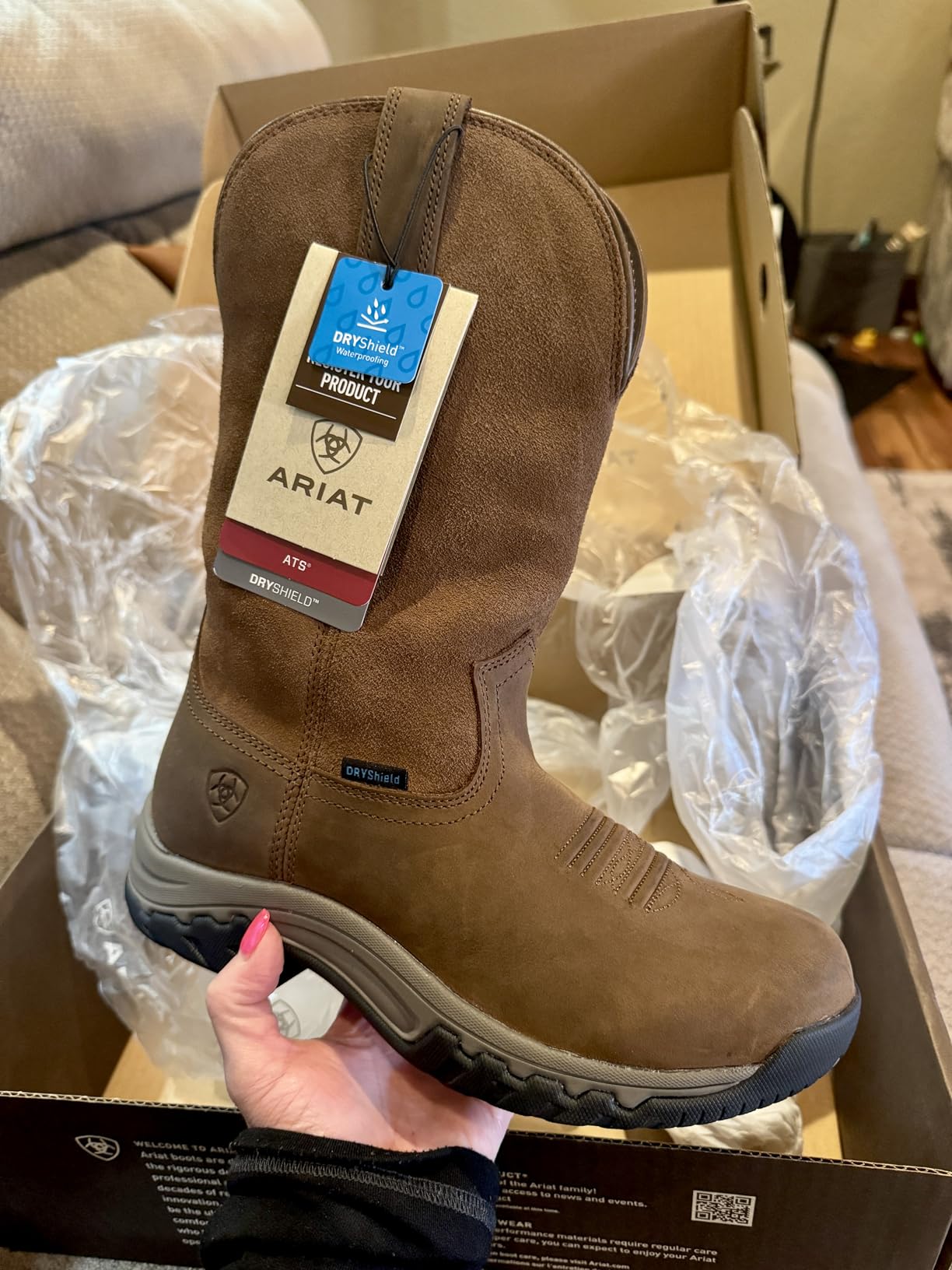 Ariat Terrain Pull-On Waterproof Boots - Women’s Western Leather Work Boot customer photo 1