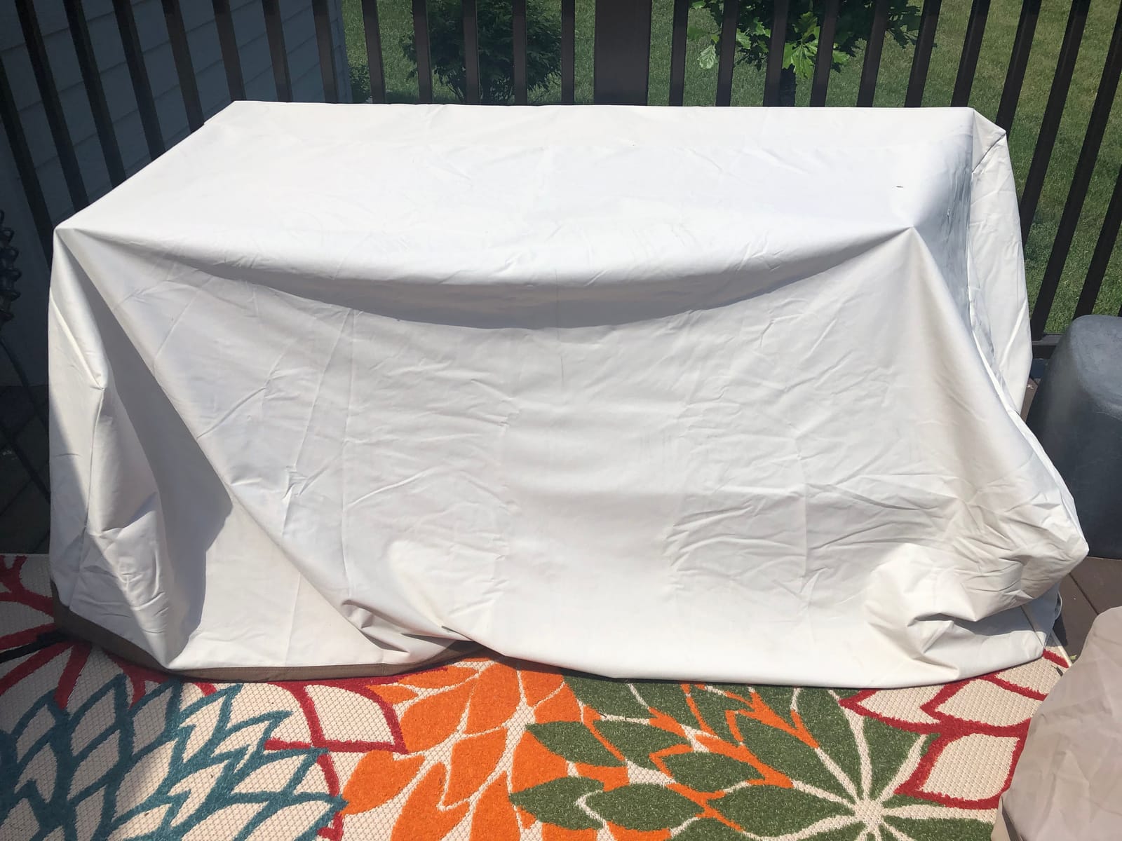 Amazon Basics Outdoor Patio Dining Table Cover, Waterproof, Anti-UV, Secure, Wind Resistant, Thick, Sturdy, Beige/Tan, 75