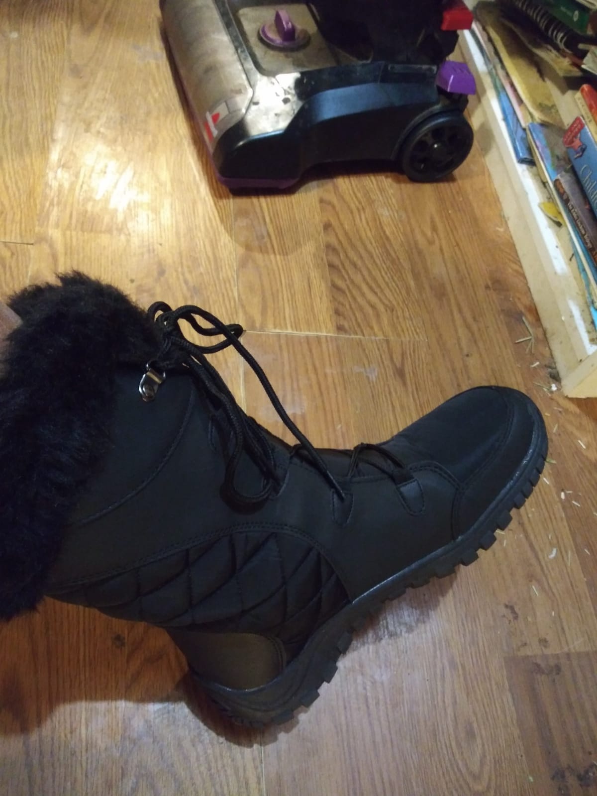 POLAR Womens Quilted Faux Fur Cuff Winter Duck Rubber Sole Durable Snow Rain Outdoor Boots customer photo 2