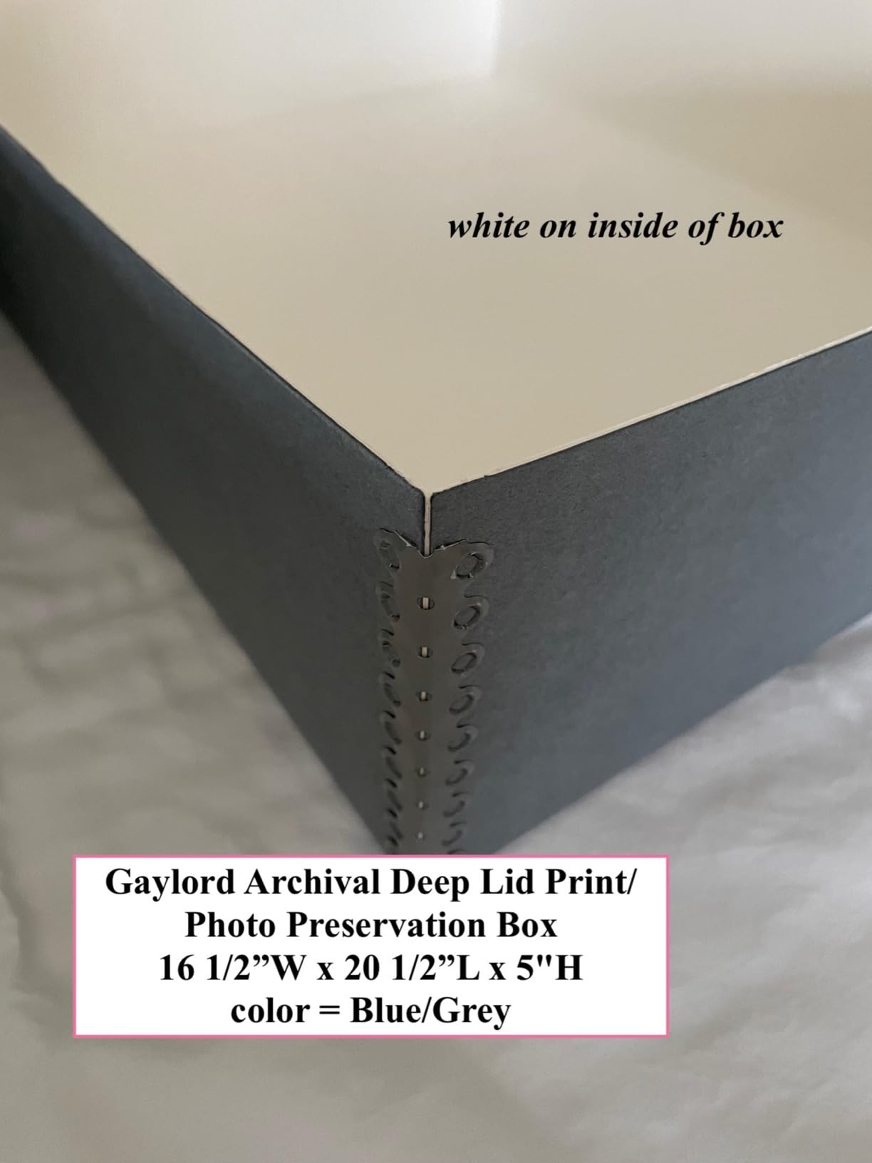 Gaylord Archival Blue/Grey Deep Lid Print/Photo Preservation Box - 11 1/2W x 15L x 5