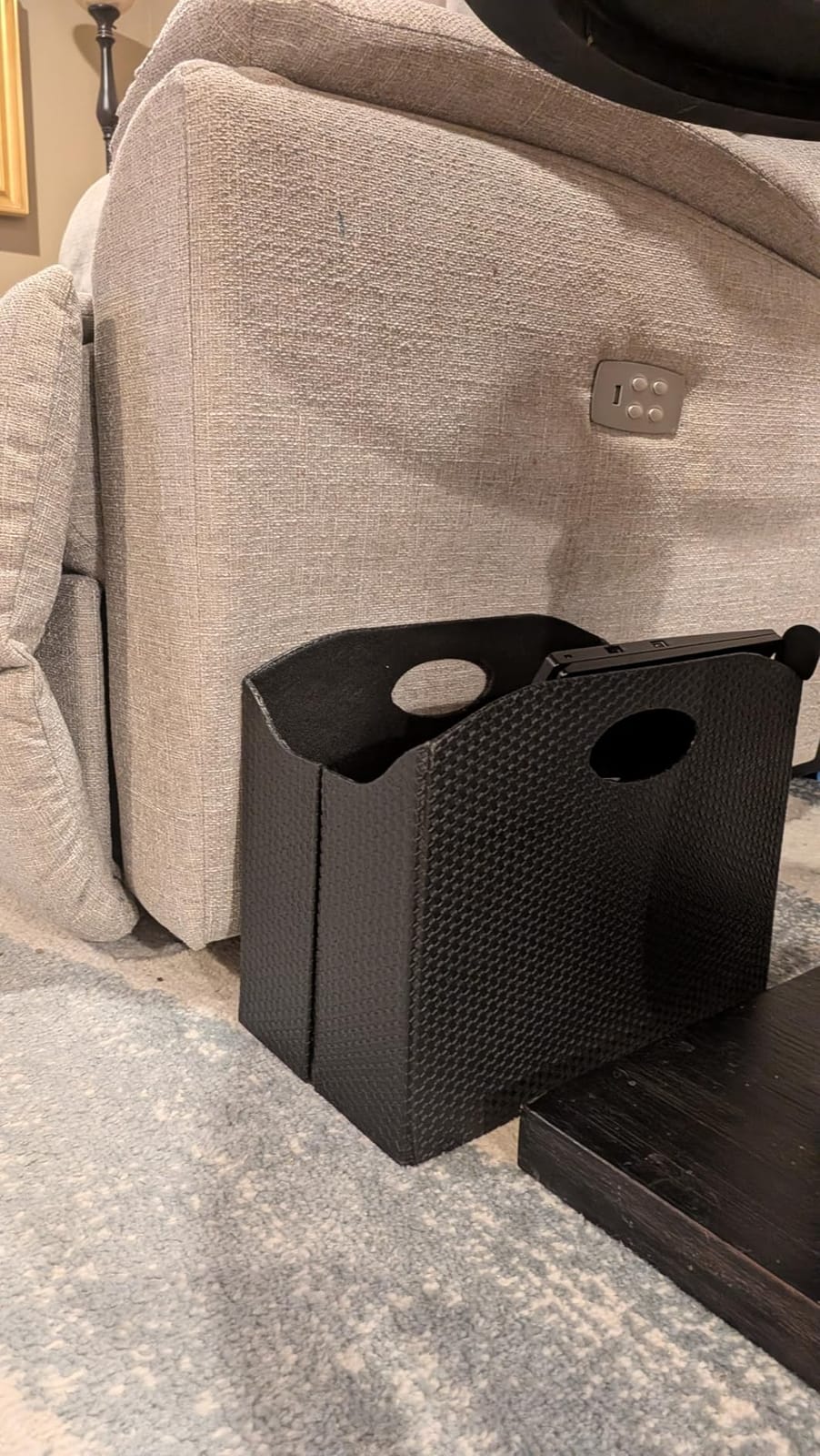 BLU MONACO | Black Woven Leather Magazine Holder with Handles | Stylish Magazine Rack for Floor or Table | Decorative Basket for Living Room, Office, or Reception customer photo 1