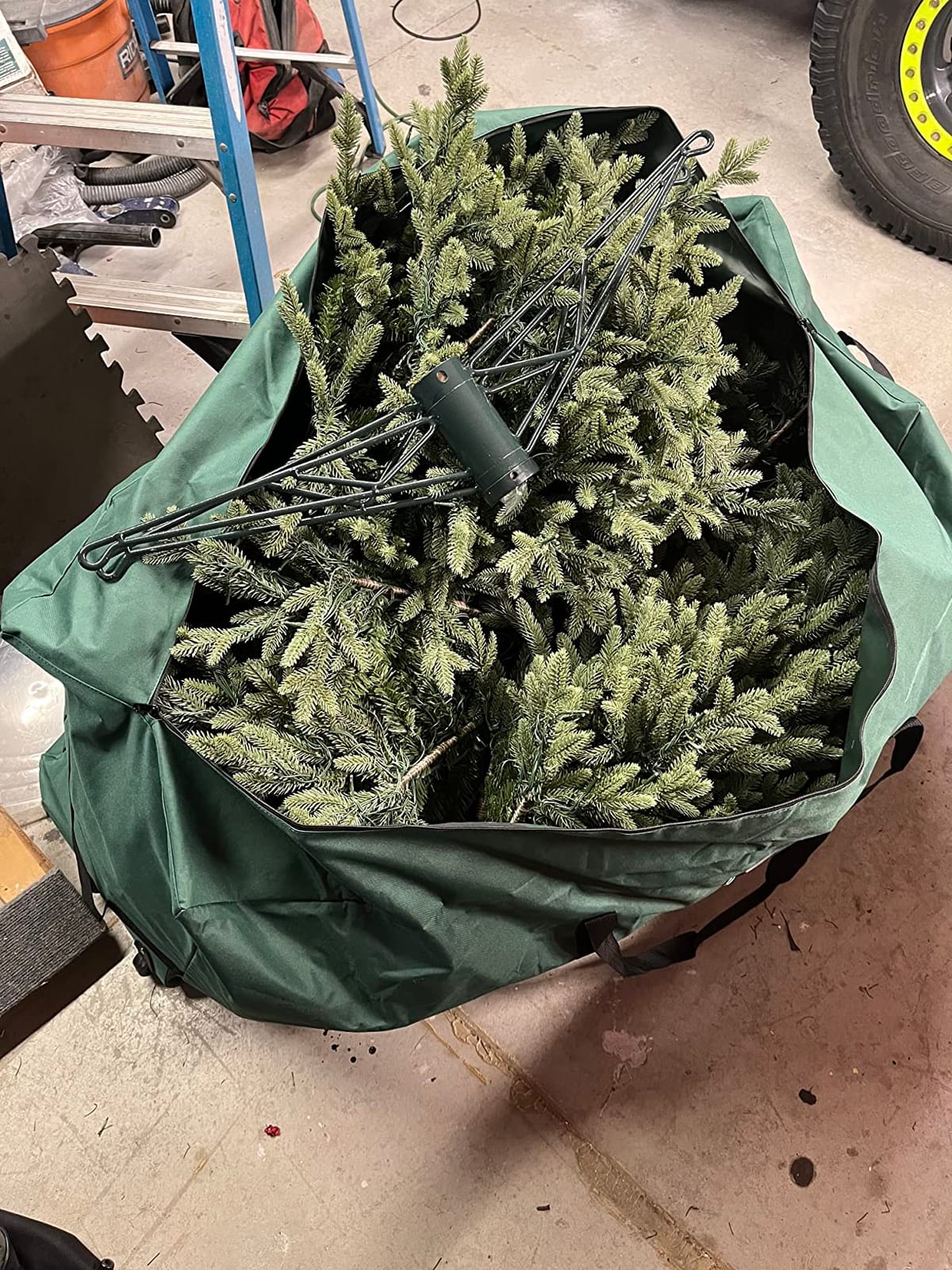 Rolling Tree Storage Bag, Fits Up to 9 ft. Disassembled Holiday Tree, 28 Height X 16 Wide X 60 Long, Extra Large Heavy Duty Storage Container with Wheels and Handles (Green) customer photo 1