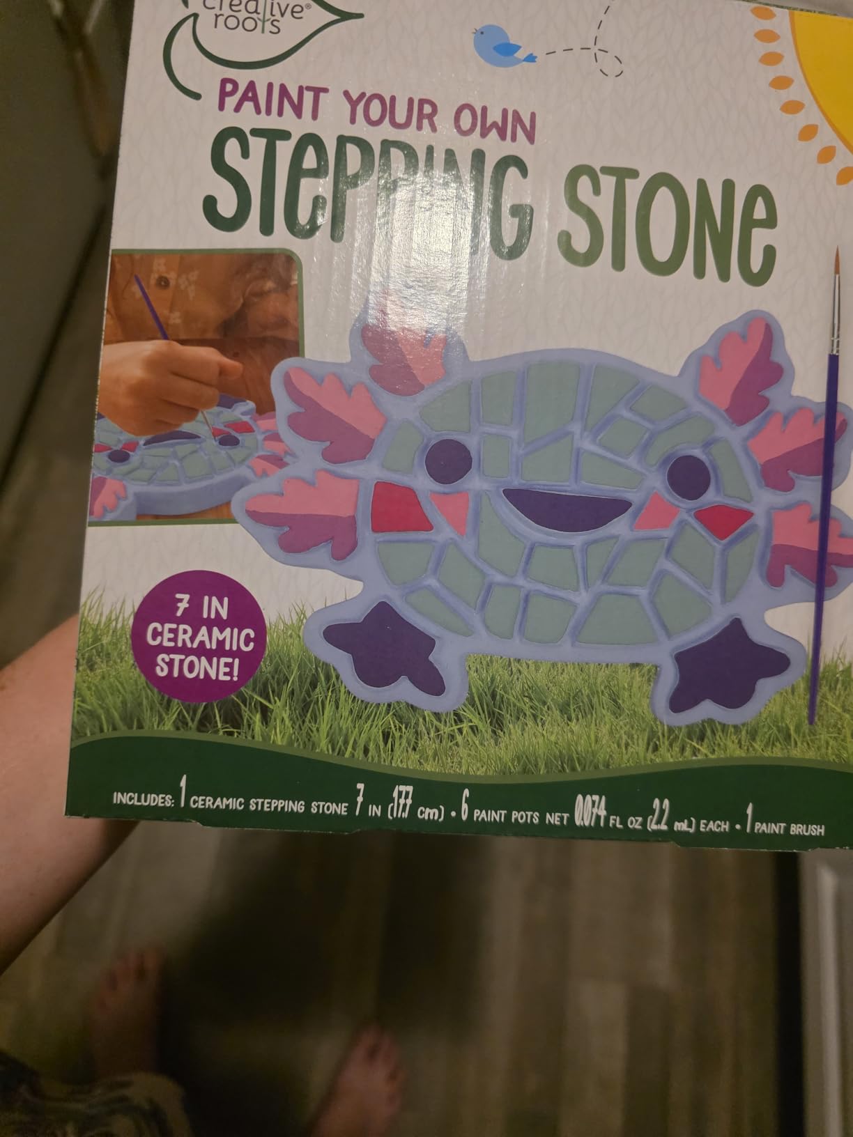 Creative Roots Paint Your Own Stepping Stone Kit, Handprint - DIY Garden Stepping Stone Activity, Arts and Crafts Project for Kids, Includes Pre-Cast Ceramic and Paints customer photo 2