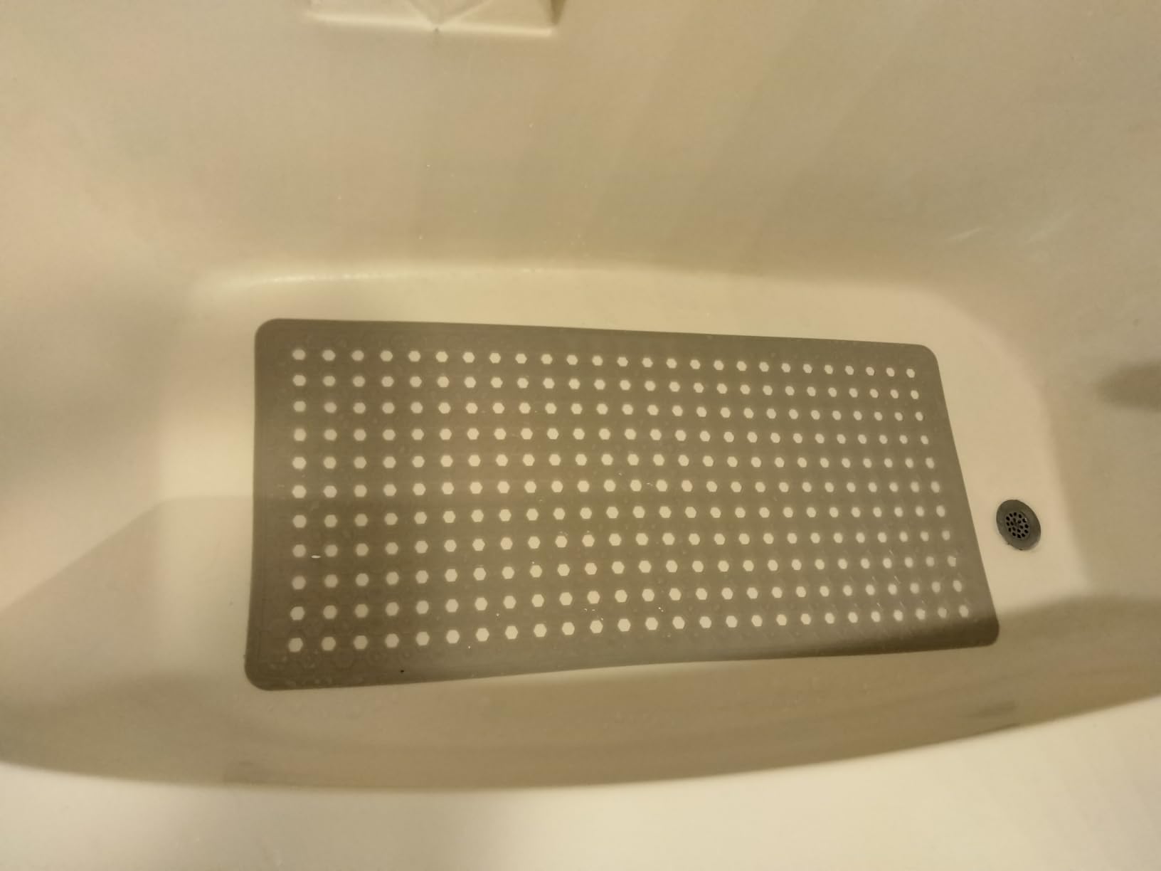 GORILLA GRIP Bath Tub Shower Mat, Bathtub Floor Liner, 35x16 Clear Blue customer photo 1