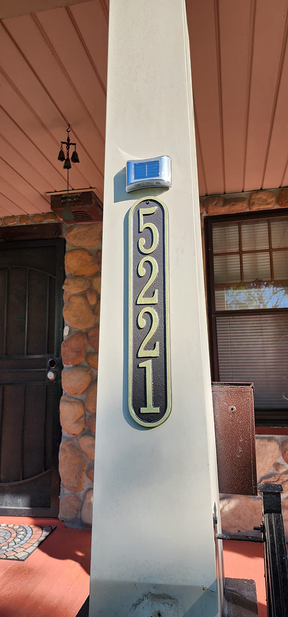 Whitehall Personalized Cast Metal Address Plaque, USA Made Custom Architectural House Number Sign, Vertical, 3.5 x 19 inches, Black with Silver Numbers customer photo 1
