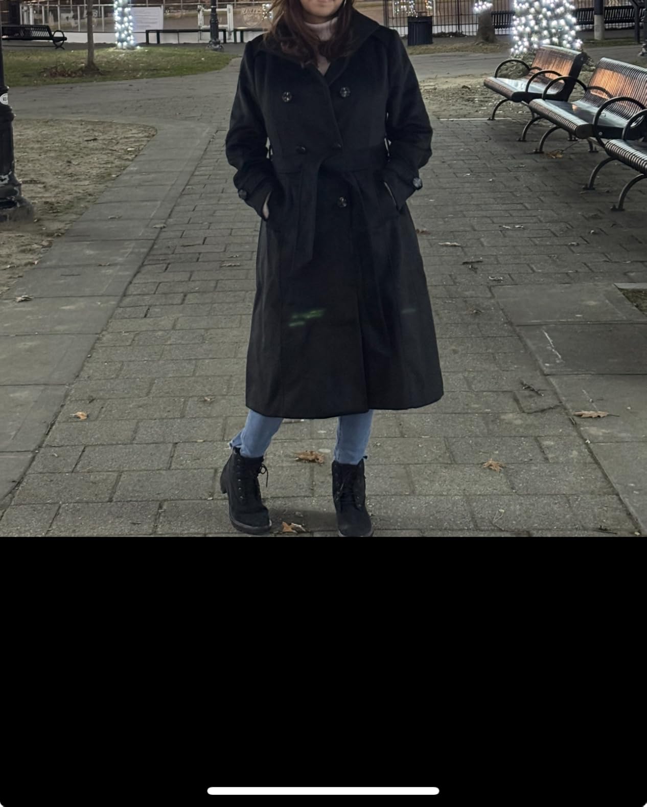 Escalier Women's Wool Trench Coat Winter Double-Breasted Jacket with Belts customer photo 2