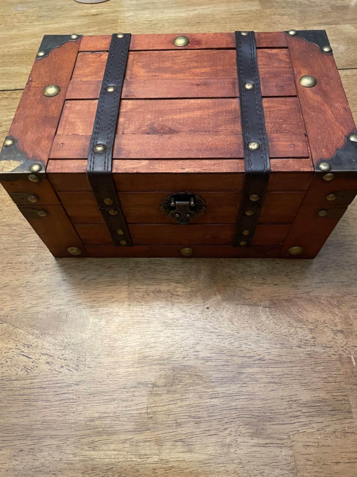 SLPR - Alexander Small Wooden Treasure Chest with Hinged Lid, 11x7x5.5 In | Wood Keepsake Storage Box for Kids Prizes and Classroom, Vintage Pirate Trunk, Decorative Memory Chest, Time Capsule customer photo 1