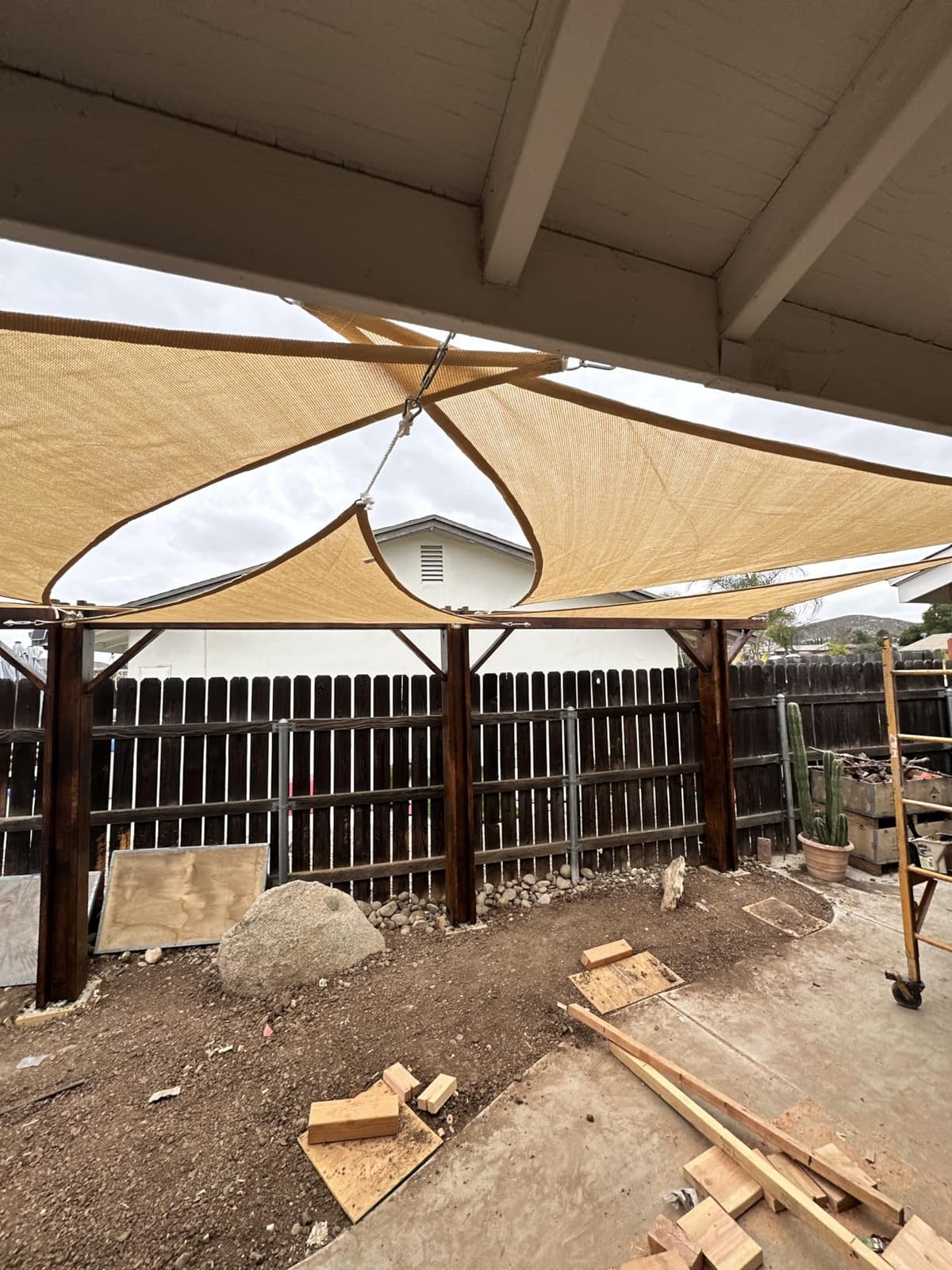 Patio Paradise 16' x 16' x 16' Sun Shade Sail Triangle Canopy Shade Cloth Fabric Sunlight Block Patio Pergola Cover HDPE Deck Awning for Outdoor Backyard Roof Shading, Turquoise customer photo 2