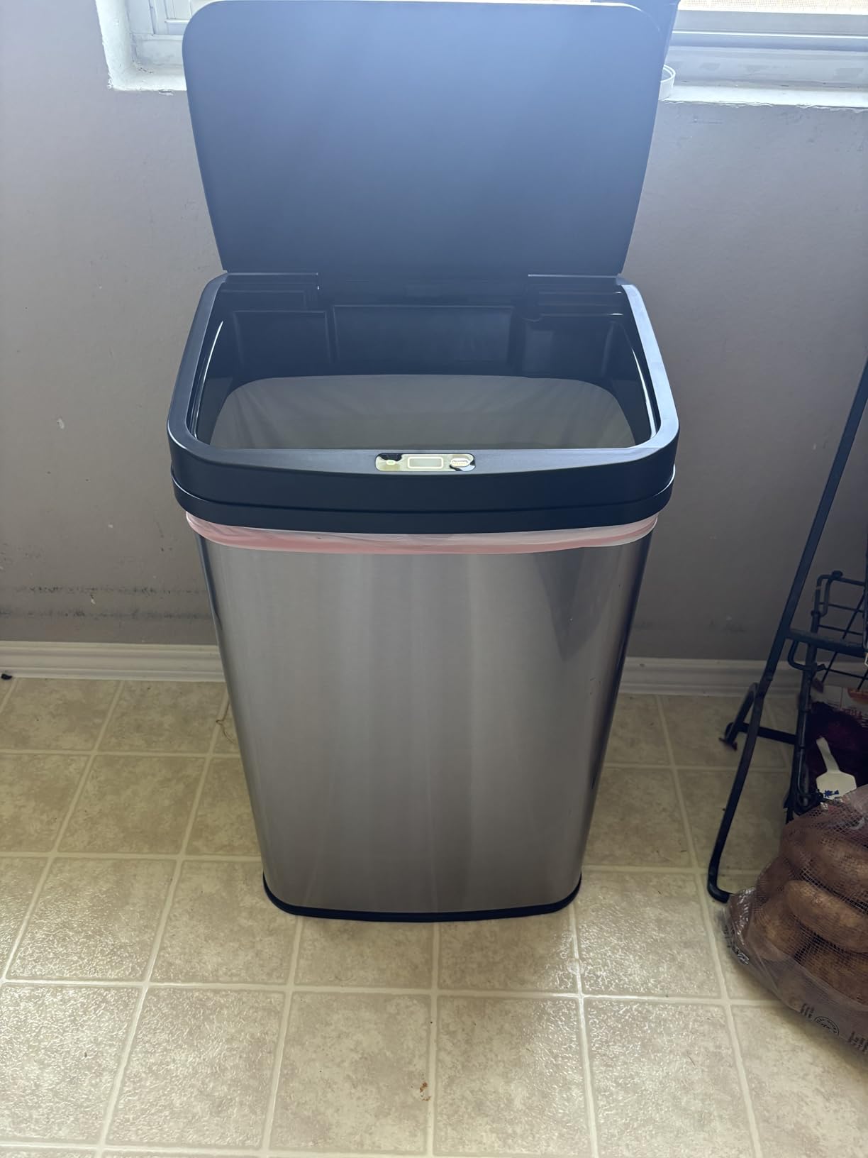 Ninestars 13 Gallon Automatic Trash Can, 50L Touchless Motion Sensor Garbage Can with Odor-Sealing Lid, Rectangular Stainless Steel, Silver Trim customer photo 1