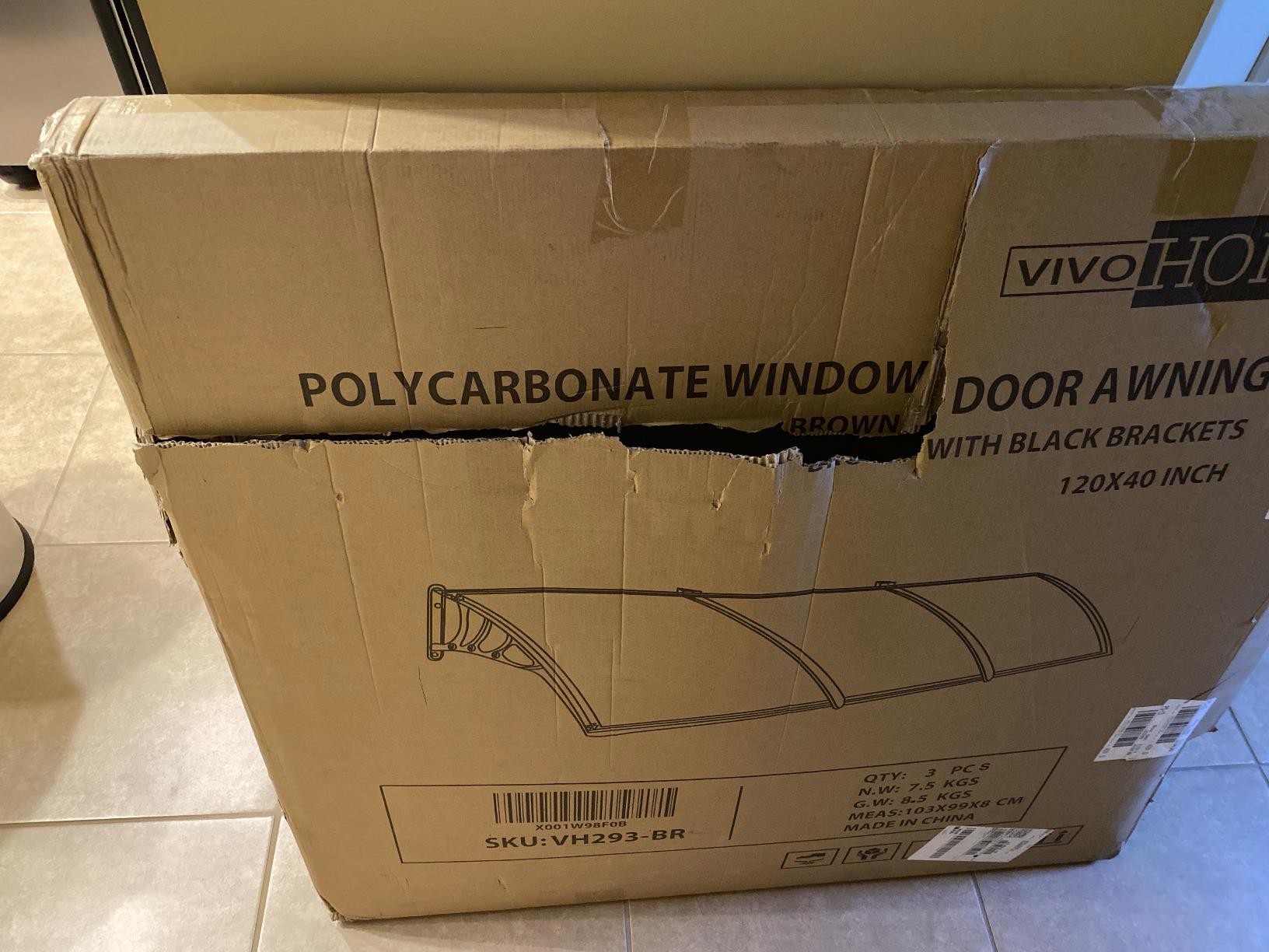 VIVOHOME Polycarbonate Window Door Awning Brown 38 Inch x 78 Inch customer photo 2