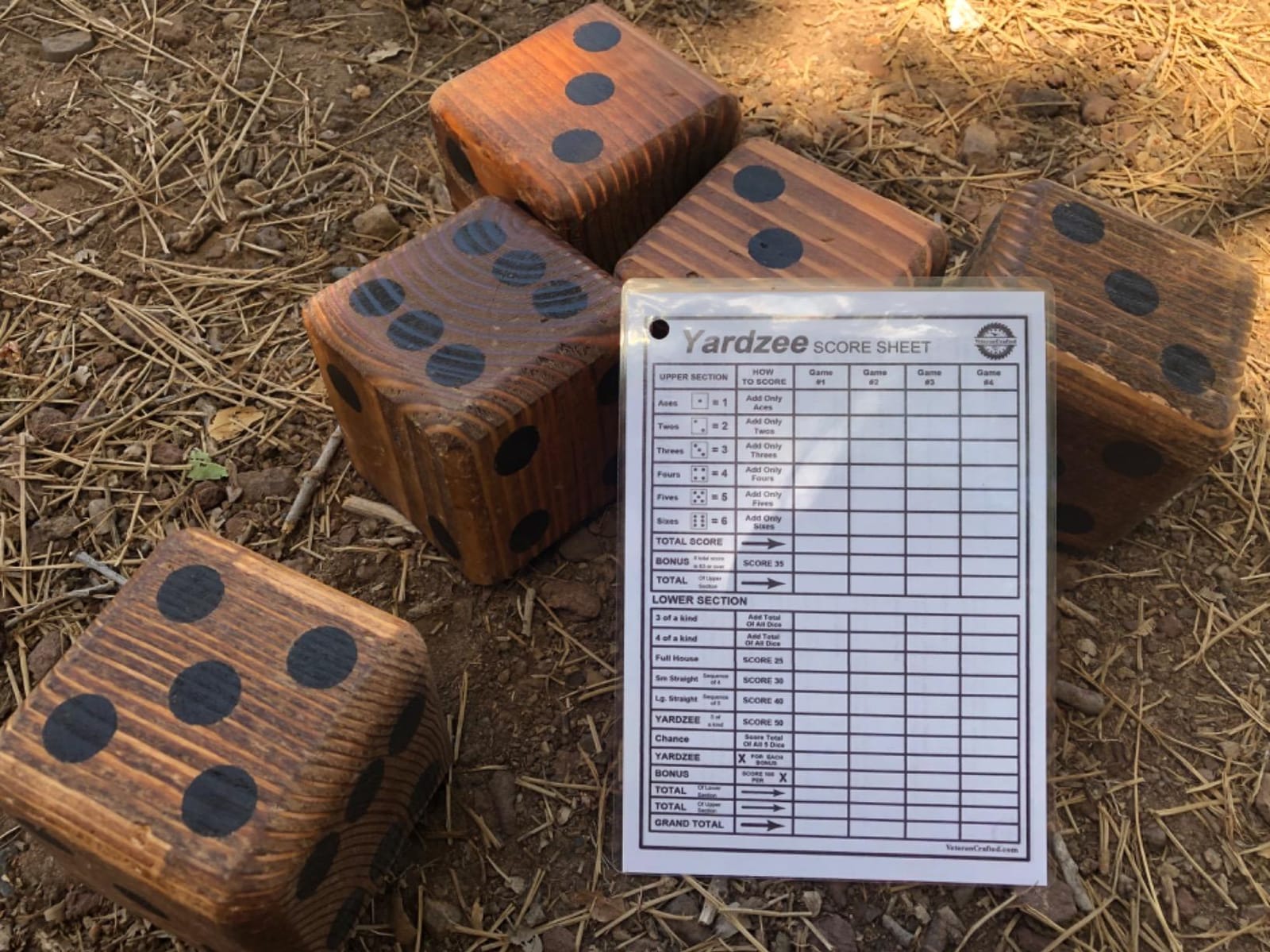 Yard Dice Giant Wooden Yard Game, 6 Solid 3.5
