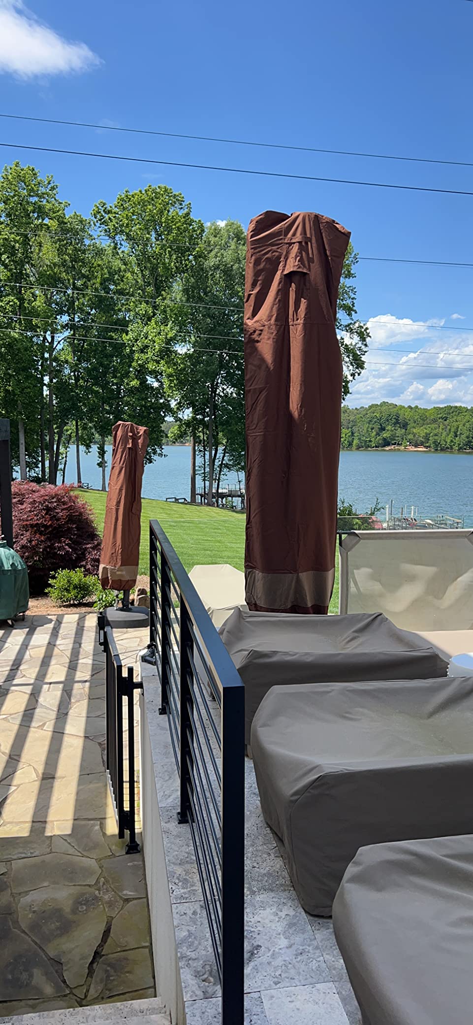 DUCKCOVERS Ultimate Waterproof 101 Inch Patio Offset Umbrella Cover with Integrated Installation Pole, Patio Furniture Covers customer photo 1