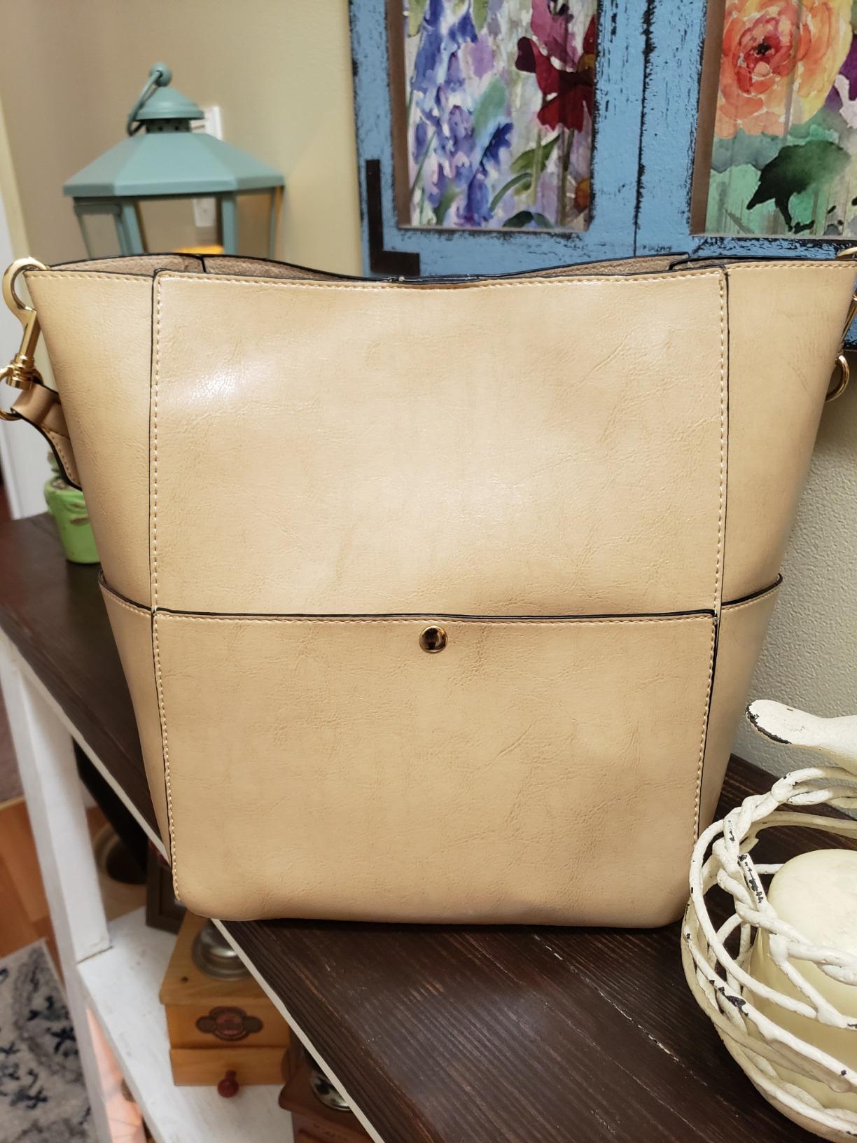 Womens Bucket Bag PU Leather Shoulder Tote Handbags Work Satchels customer photo 1