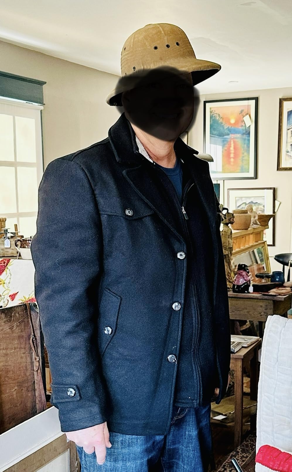 chouyatou Men's Gentle Layered Collar Single Breasted Quilted Lined Wool Blend Pea Coats customer photo 1