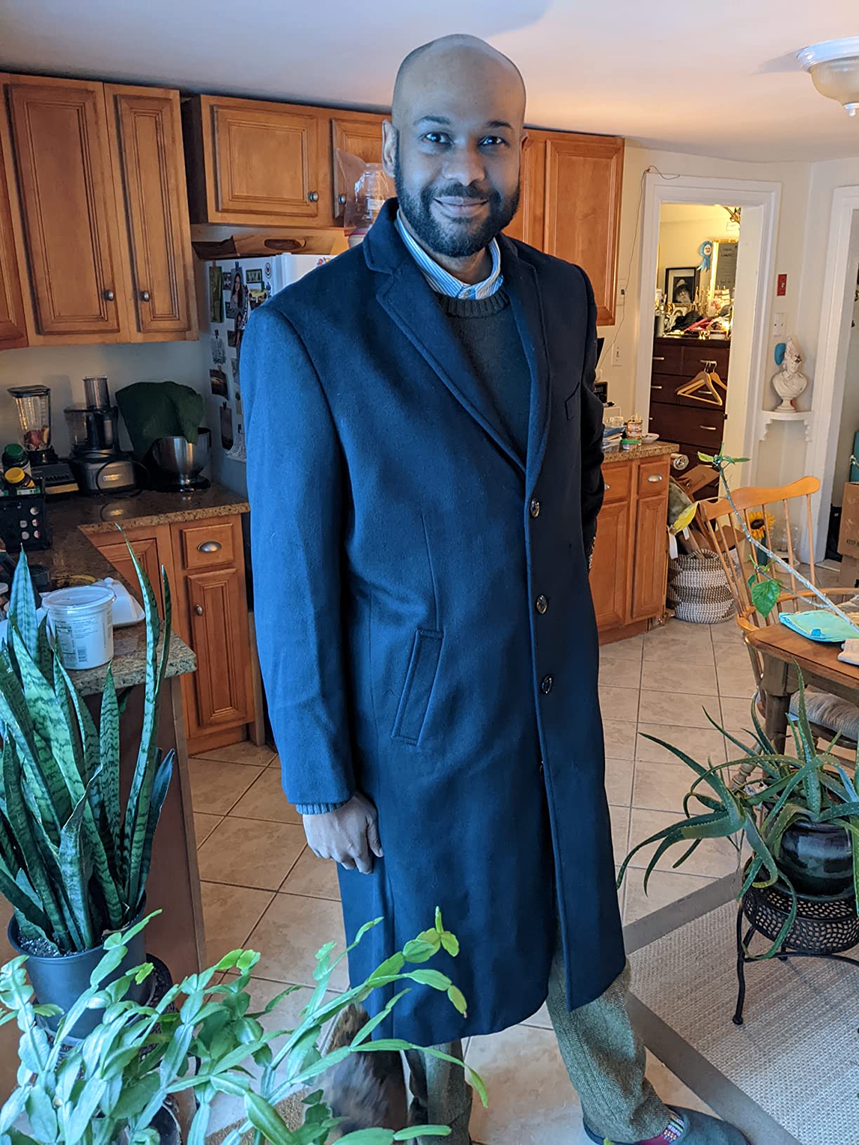 THE SUIT DEPOT Mens Single Breasted Wool Cashmere Full Length Overcoat customer photo 2