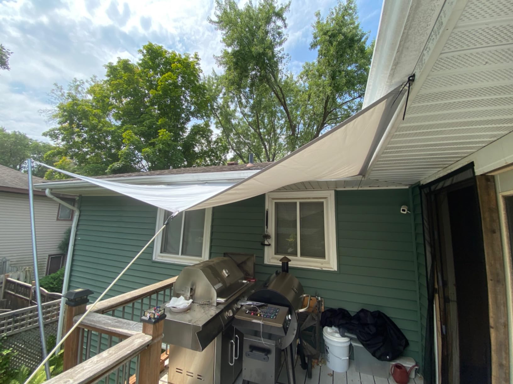 E&K Sunrise 10' x 15' Waterproof Sun Shade Sail Outdoor Rectangle Canopy Shade Cover UV Block for Pergola Patio Backyard Garden Deck (Light Gray) customer photo 1
