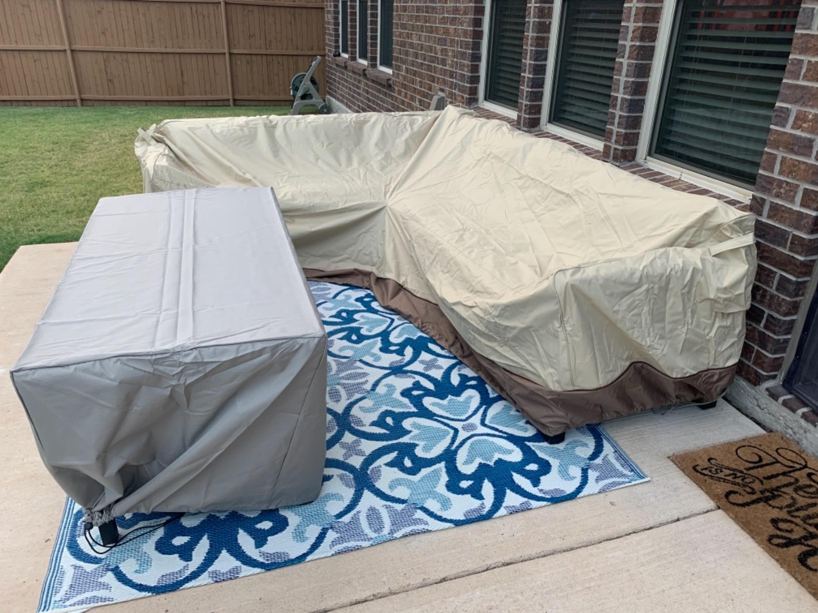 Classic Accessories 55-881-011501-RT Facing, Large Veranda Patio L-Shaped Sectional Sofa Cover, Left, Pebble, Patio Furniture Covers customer photo 2