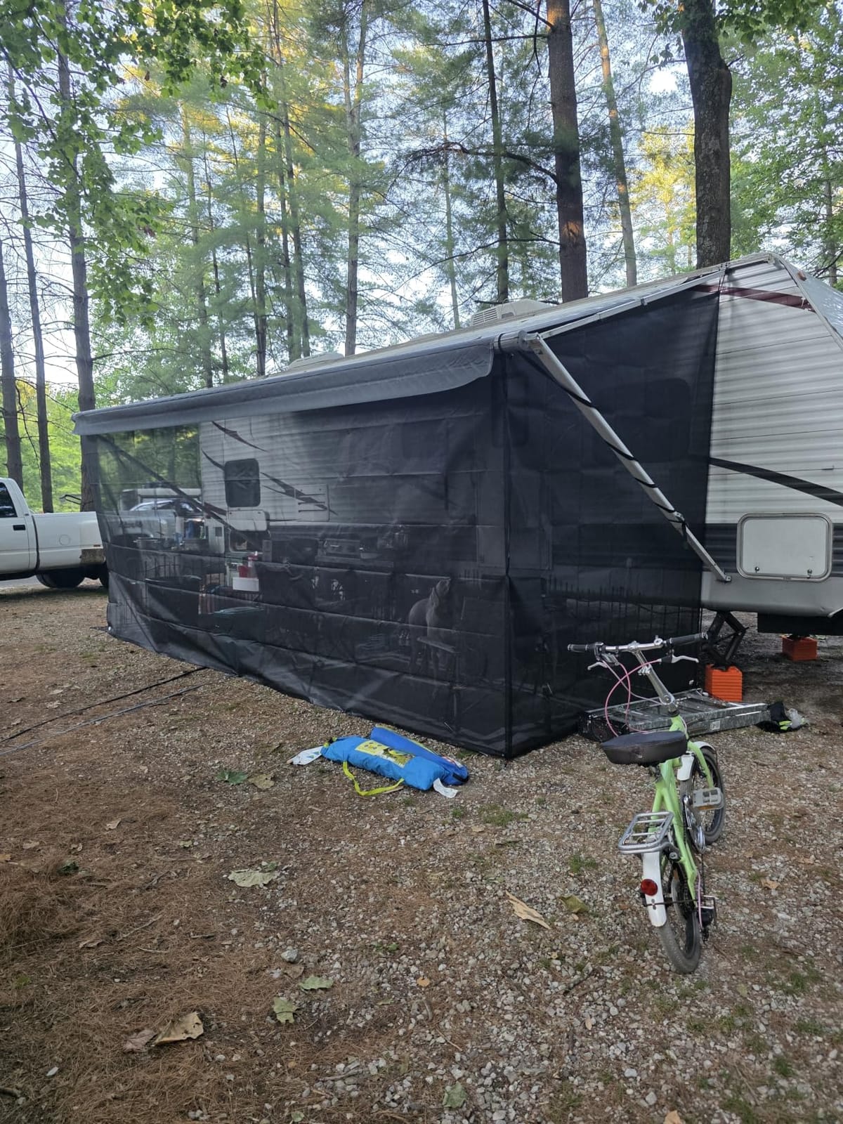 RV Awning Mesh Sun Shade Screen for Motorhome Camper Trailer Sunshade | Fit 15' Awning, Premium Breathable Sunscreen, UV Blocker, Easy Install Kits, No Zipper, 3 Year Warranty, 8'X14'3'' Black customer photo 1