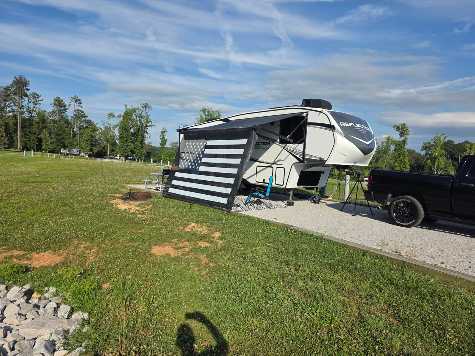 RV Awning Mesh Sun Shade Screen for Motorhome Camper Trailer Sunshade | Fit 15' Awning, Premium Breathable Sunscreen, UV Blocker, Easy Install Kits, No Zipper, 3 Year Warranty, 8'X14'3'' Black customer photo 2