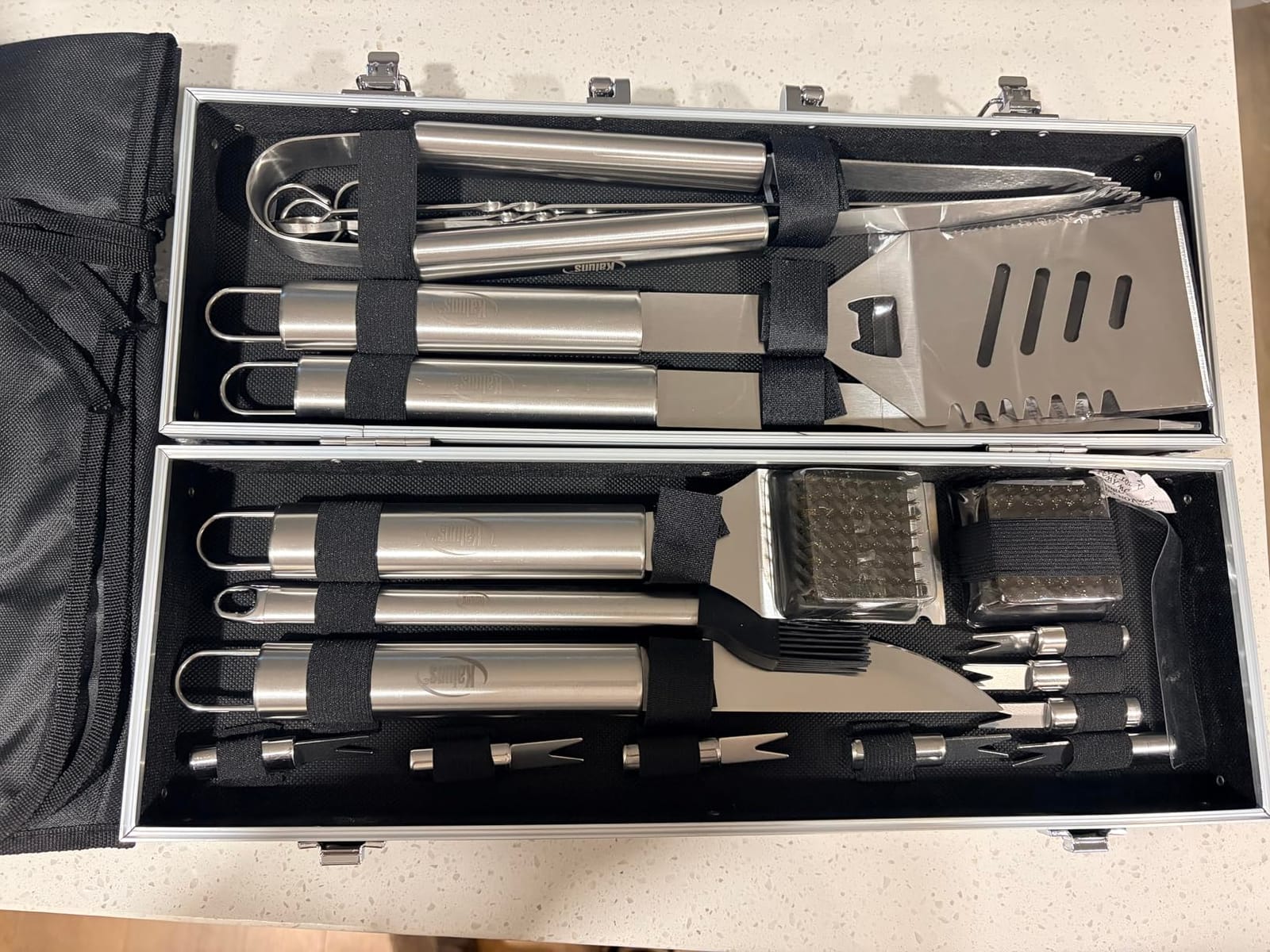 Kaluns Grilling Accessories, Gifts for Men Christmas Grilling Gifts for Dad, Heavy Duty Stainless Steel BBQ Grill Tools Set for Outdoor Grill with Aluminum Case and Apron, Birthday Gifts for Men Dad customer photo 1