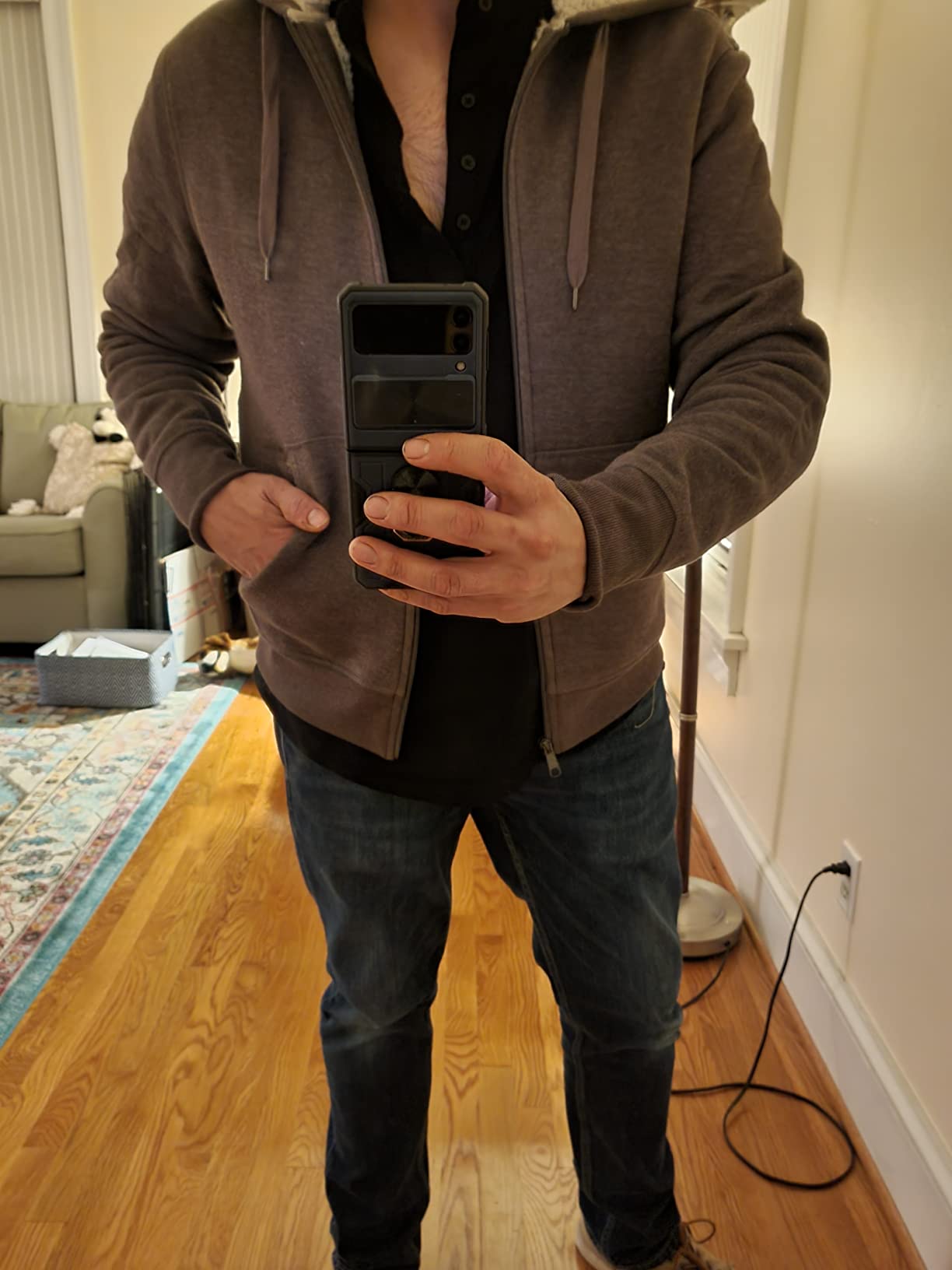 Amazon Essentials Men's Sherpa-Lined Full-Zip Fleece Hoodie Sweatshirt customer photo 2