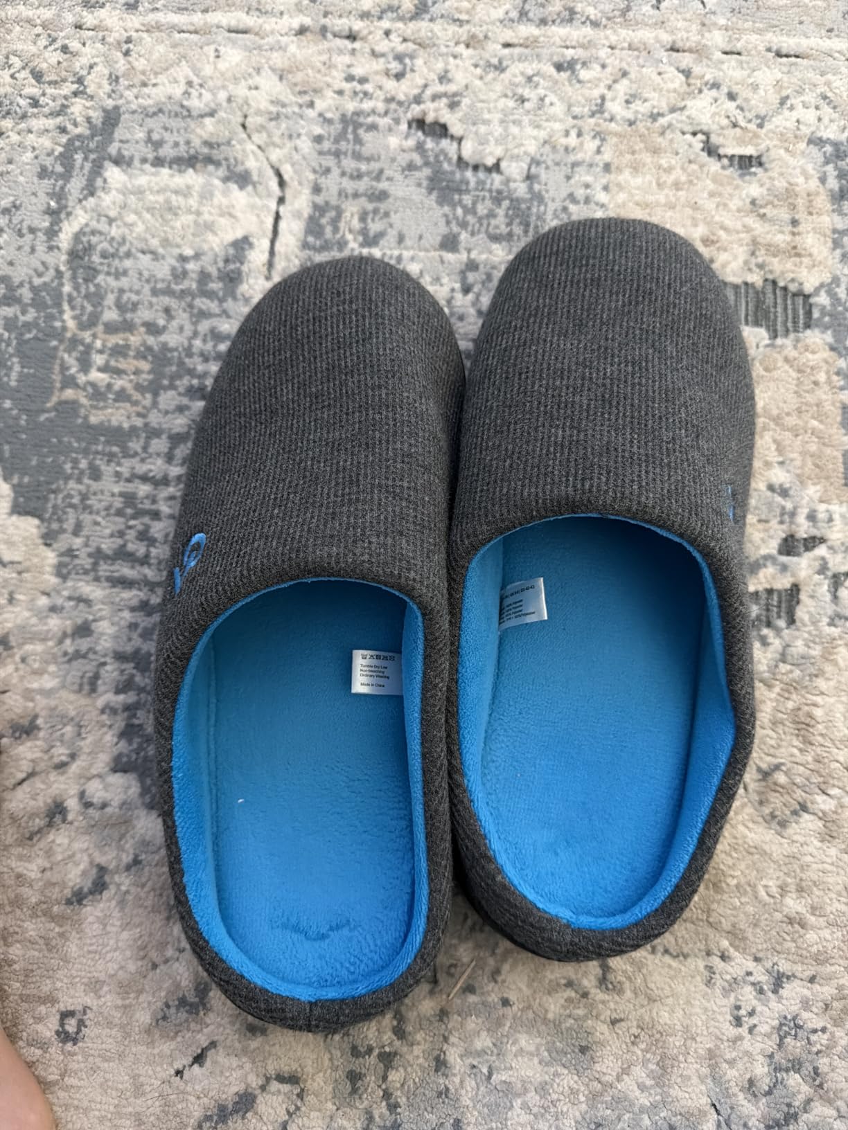 VeraCosy Men's Two-Tone House Slippers Memory Foam Indoor Rubber Sole customer photo 2