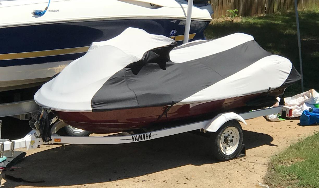 AllGuard Weatherproof Max Jet Ski Cover, Heavy Duty 600D Marine Grade Polyester, Protects from Rain, Sun, UV & More - Gray/Black (Fits Jet Ski Length: 135