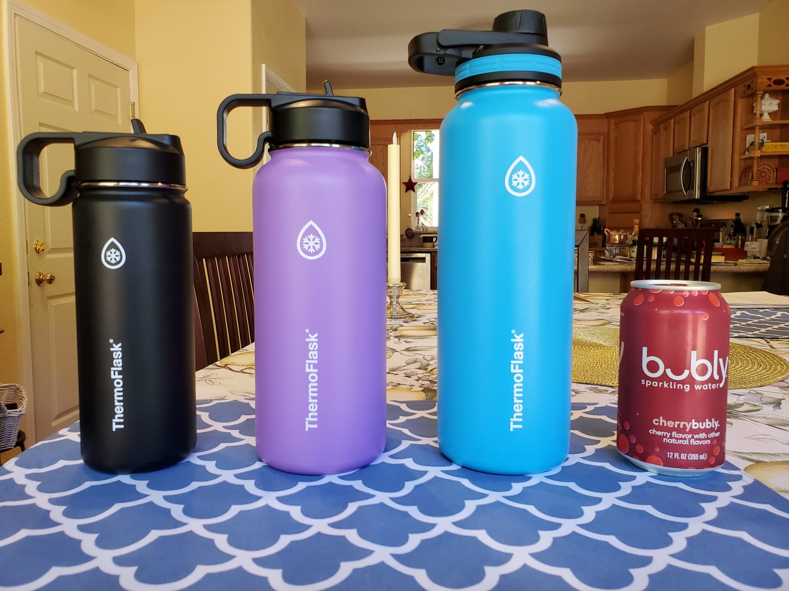 ThermoFlask 24 oz Double Wall Vacuum Insulated Stainless Steel Water Bottle - Reusable with Leakproof Chug & Straw Lids - Keeps Drinks Cold 24 hr/Hot 12 hr - Easy Maintenance - Gym/On-the-Go, Plum customer photo 1