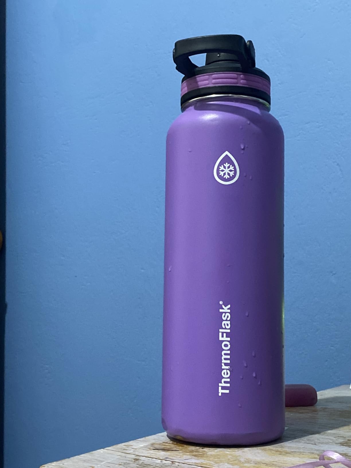ThermoFlask 24 oz Double Wall Vacuum Insulated Stainless Steel Water Bottle - Reusable with Leakproof Chug & Straw Lids - Keeps Drinks Cold 24 hr/Hot 12 hr - Easy Maintenance - Gym/On-the-Go, Plum customer photo 2