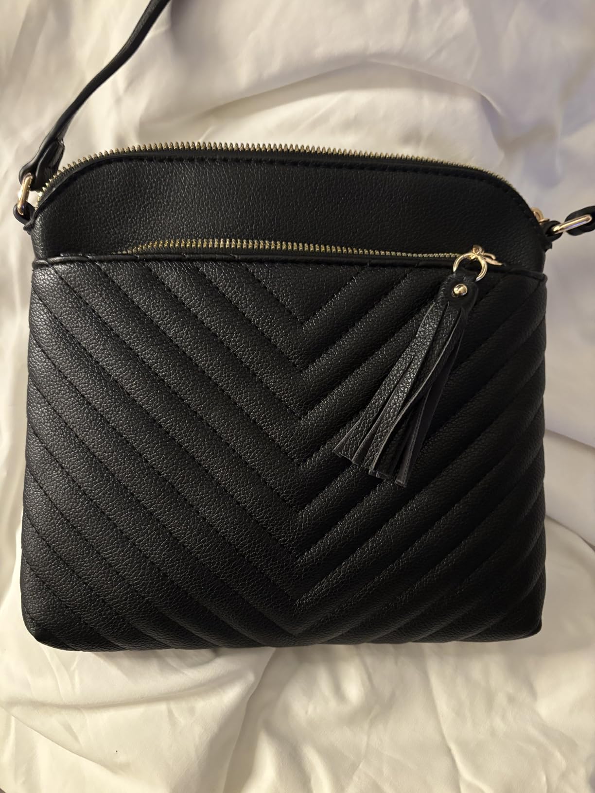 FashionPuzzle Chevron Quilted Medium Crossbody Bag with Tassel Accent customer photo 1